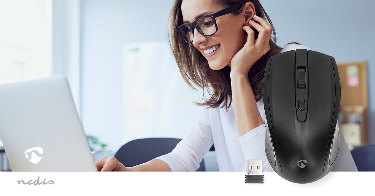 Nedis Mouse | Wireless | 800 / 1200 / 1600 dpi | Adjustable DPI | Number of buttons: 4 | Both Handed