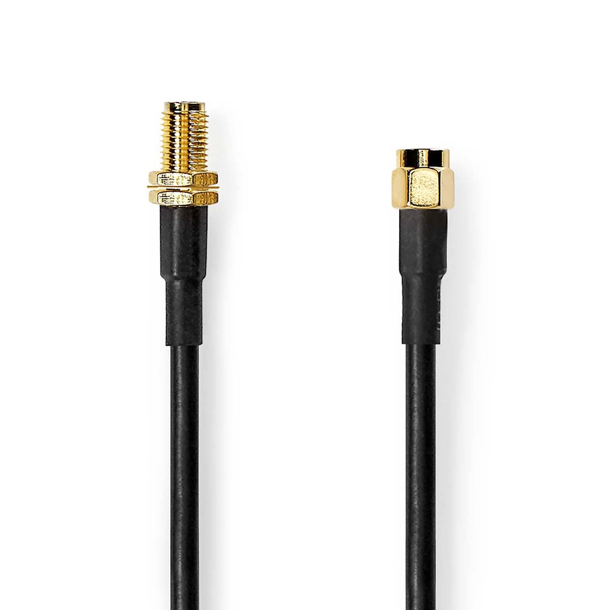 Nedis SMA Cable | SMA Male | SMA Female | Gold Plated | 50 Ohm | Double Shielded | 10.0 m | Round | PVC | Black | Label