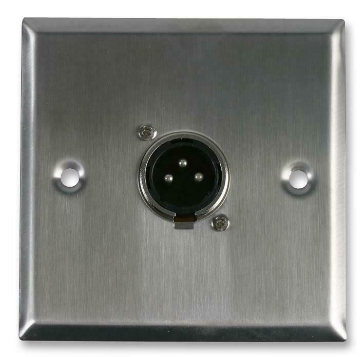 AV Wallplate with 1 x 3 Pin Male XLR Socket - Brushed Stainless Steel