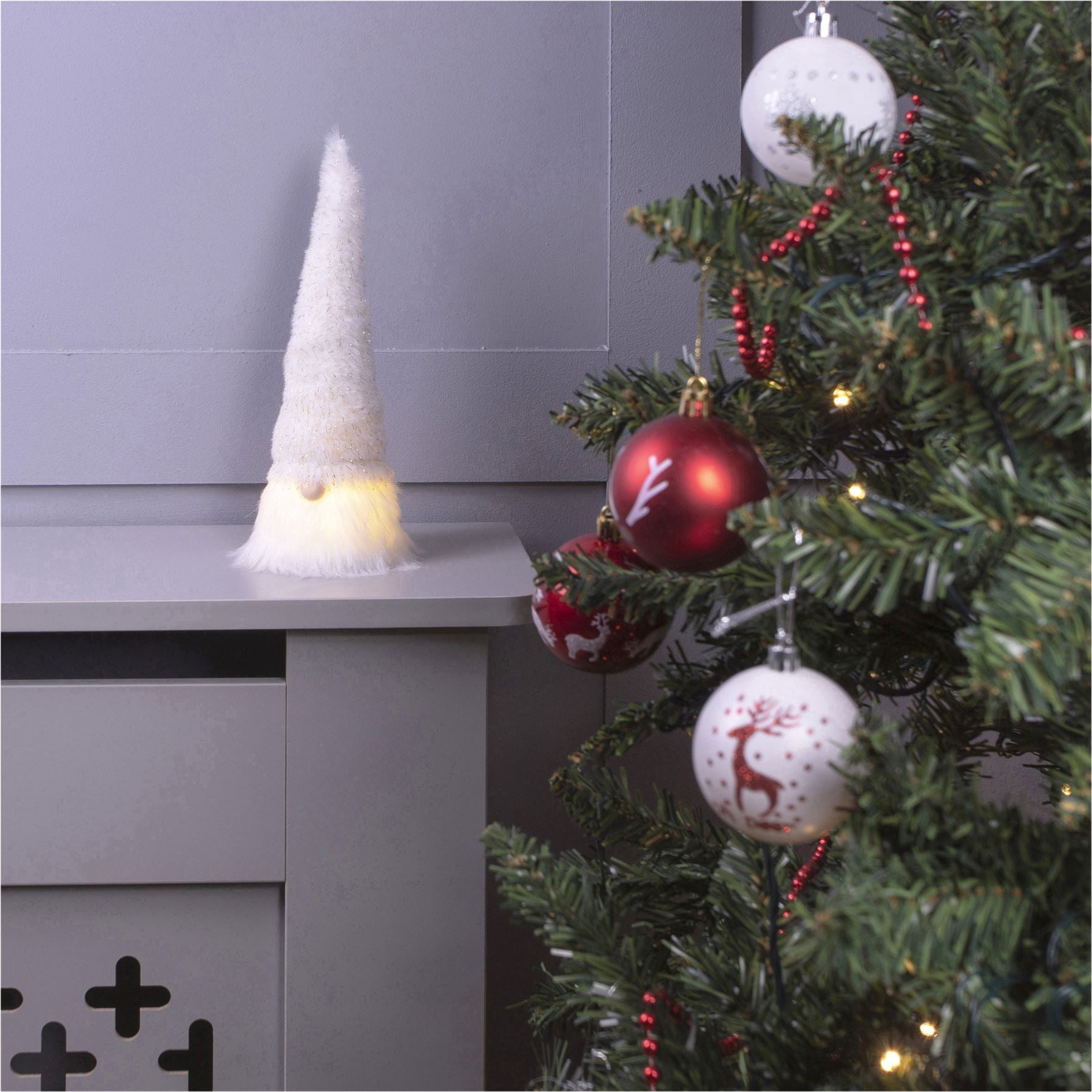 Christmas Light Up Gonk Nordic Style Xmas Decoration with LED Face - Anders 230x90x90mm