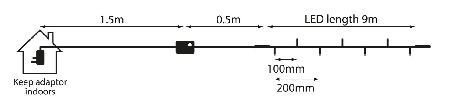 Lyyt 90 LED 9m Lyyt-Link Heavy Duty LED String Lights [Linkable] with controller - Cool White