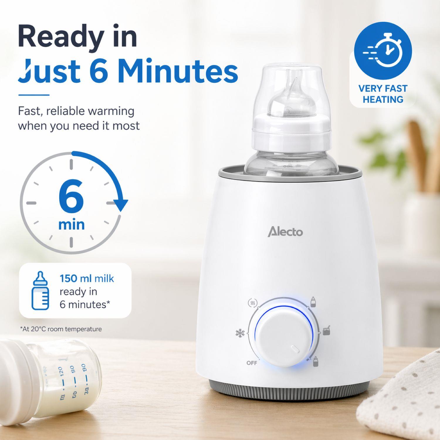 Alecto Fast Bottle / Food Warmer with Smart Temperature Control: Warms Evenly