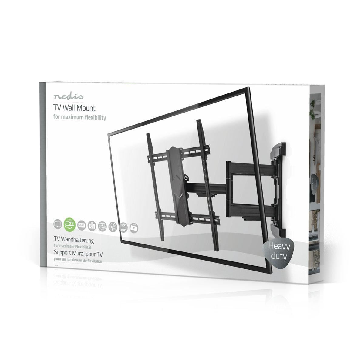Nedis Full Motion TV Wall Mount | 43 - 100 " | Maximum supported screen weight: 70 kg | Tiltable | Rotatable | Minimum wall distance: 70 mm | Maximum wall distance: 800 mm | 3 Pivot point(s) | Steel | Black