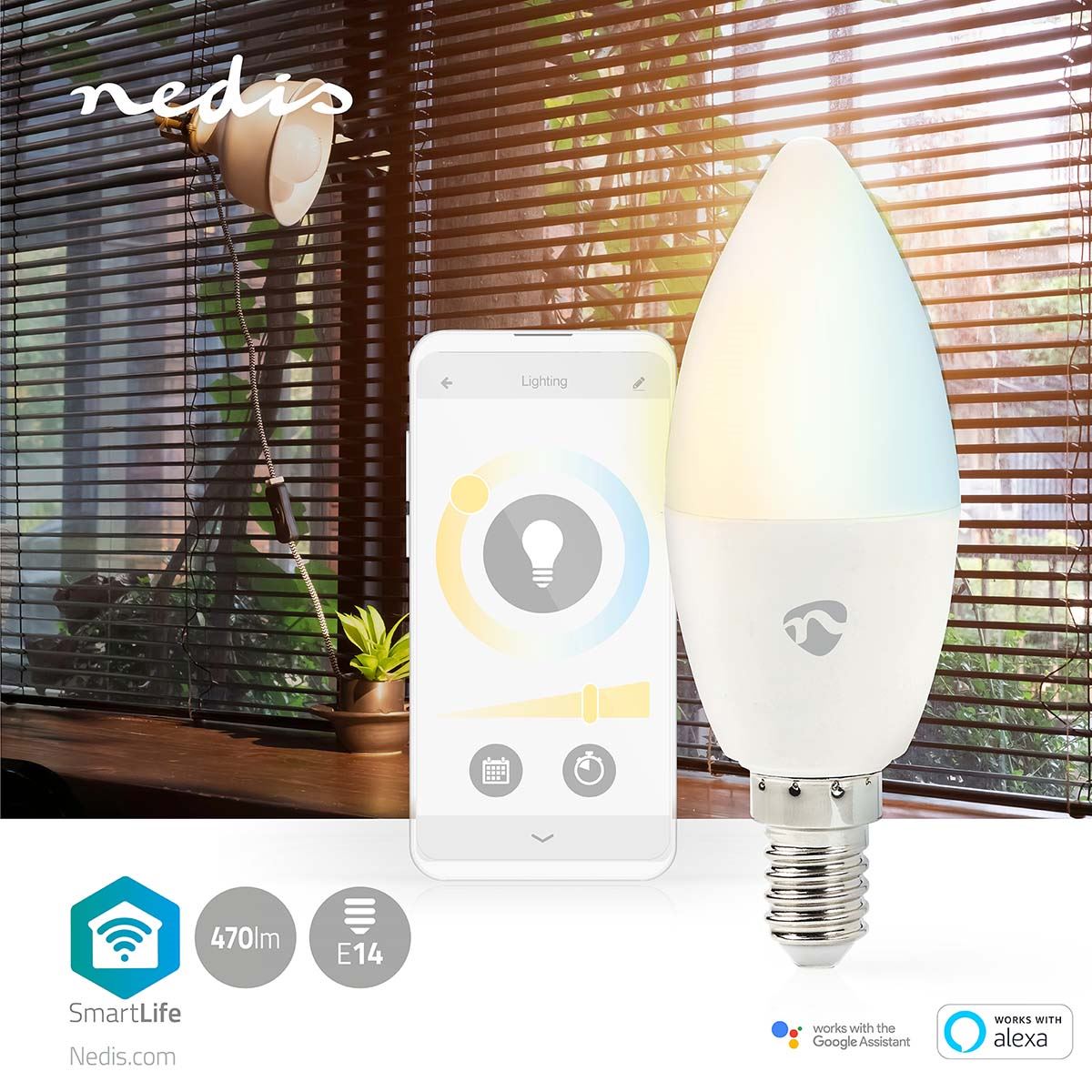Nedis SmartLife LED Bulb | Wi-Fi | E14 | 470 lm | 4.9 W | Warm to Cool White | 2700 - 6500 K | Android™ / IOS | Candle | 1 pcs
