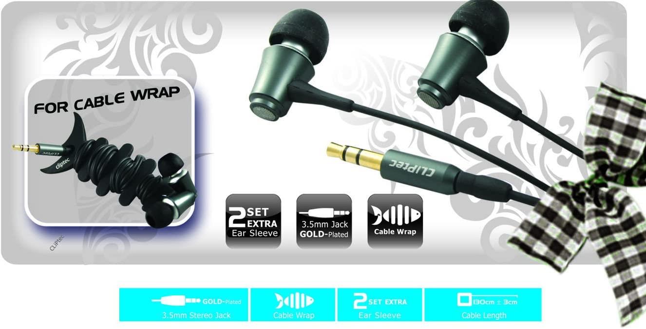 CLiPtec In-Ear Metal 3.5mm Jack Earphones Headphones with cable wrap - Bronze