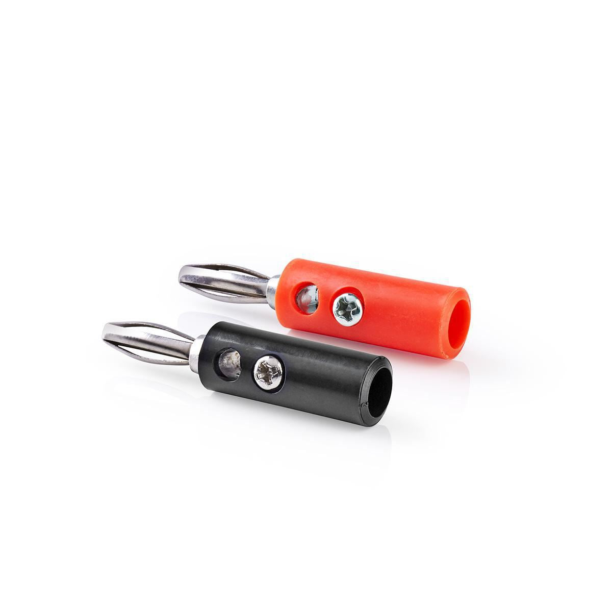 Nedis Banana Connector | Straight | Male | Nickel Plated | Screw | Cable input diameter: 4.5 mm | PVC | Black / Red | 4 pcs | Box