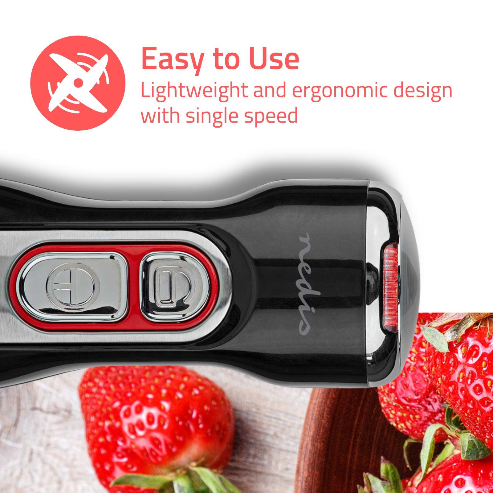 Nedis Hand Blender, 100W Cordless Handheld Stick Immersion Mixer with Stainless Steel Blades