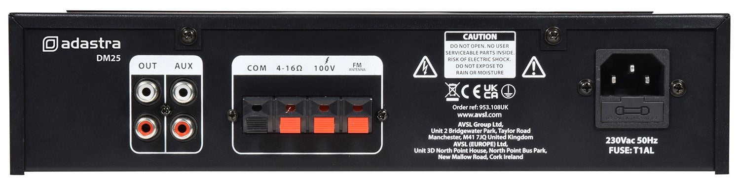 Adastra DM25 Digital 100V Mixer-Amp 25W