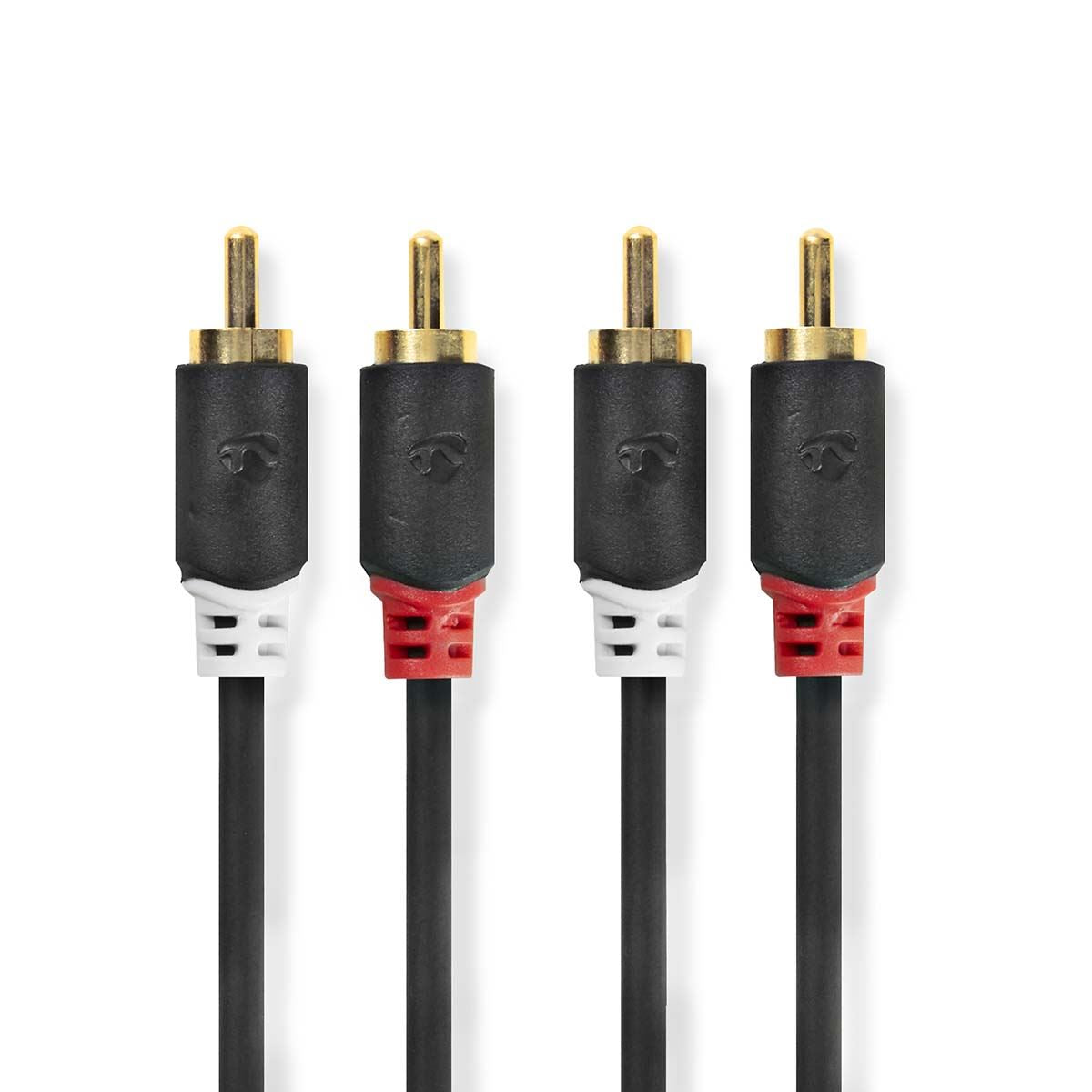 Nedis Stereo Audio Cable | 2x RCA Male | 2x RCA Male | Gold Plated | 1.00 m | Round | Anthracite | Box