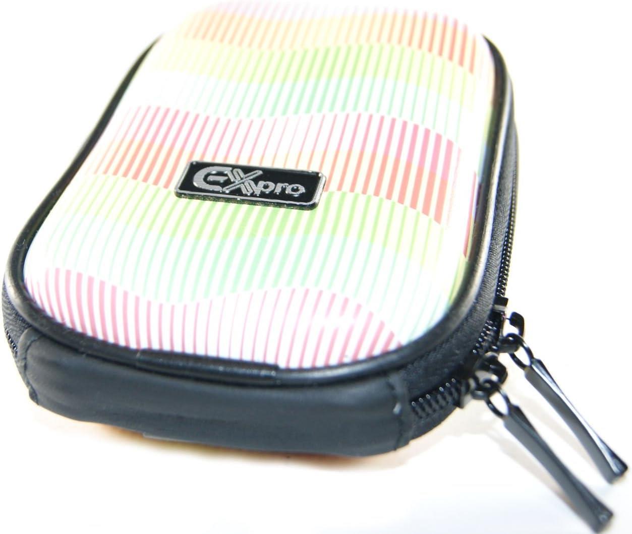 Ex-Pro Expression Collection -  Rainbow Lines Pink - Hard Clam Shock proof Digital Camera Case Bag (Cameras upto 95mm x 65mm x 25mm)