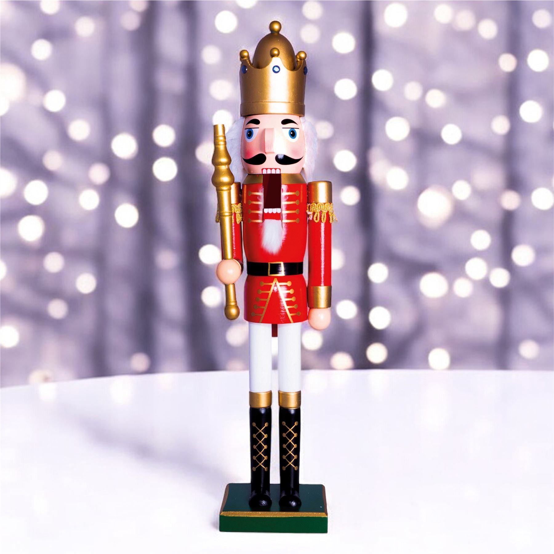 Large 60cm Traditional Christmas Nutcracker Red and Gold with Sceptre