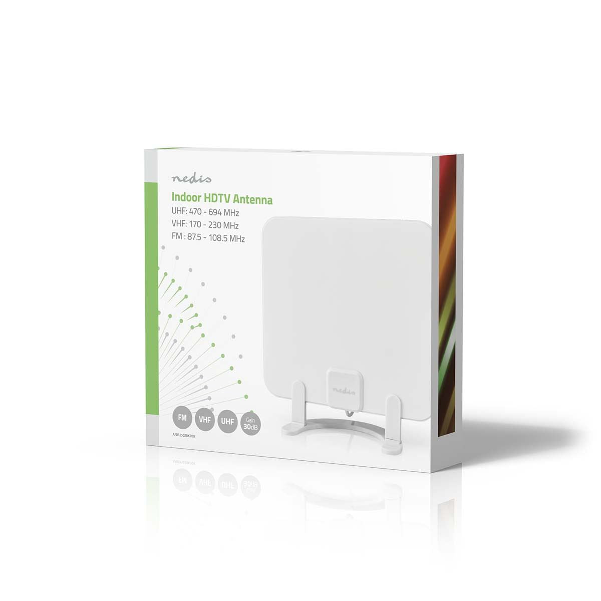 Nedis Thin Indoor 30dB Digital TV HDTV Ariel HD Television Antenna 25km Range Receiver