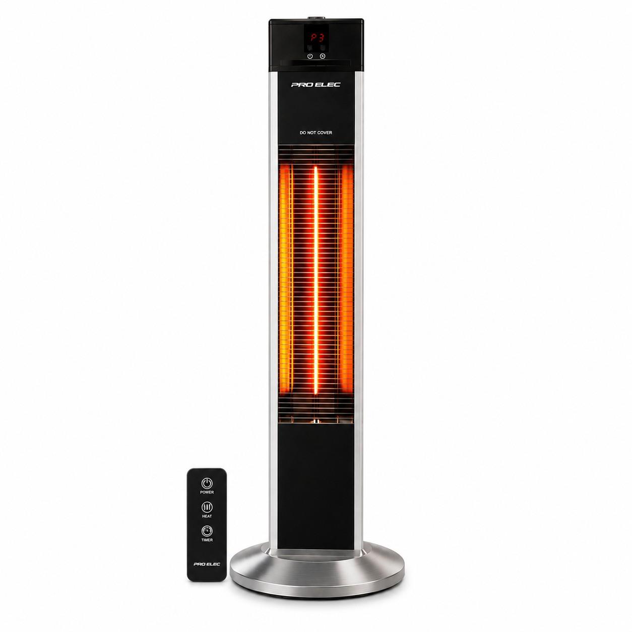 Free Standing Infrared Patio Heater - Carbon Fibre Outdoor Heater with Remote Control, 3 Heat Settings, Tip-Over Protection