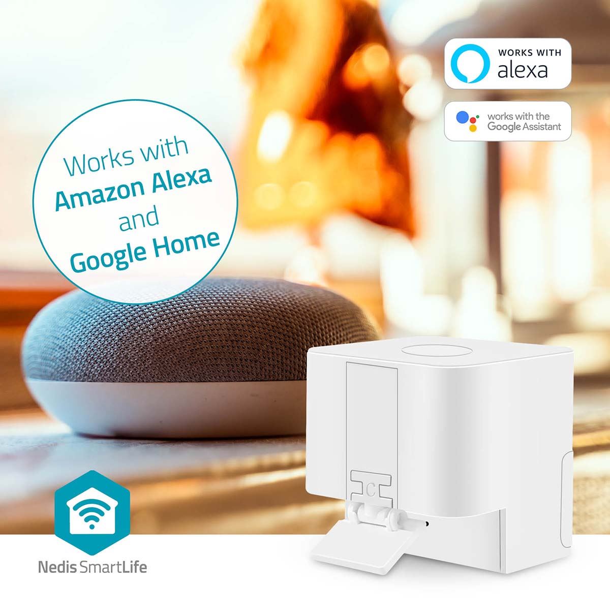 Nedis Smart Switch Bluetooth Button Pusher Fingerbot for Automatic Light Switch, Timer, App & Voice Remote Control, Compatible with Google Home and Amazon Alexa