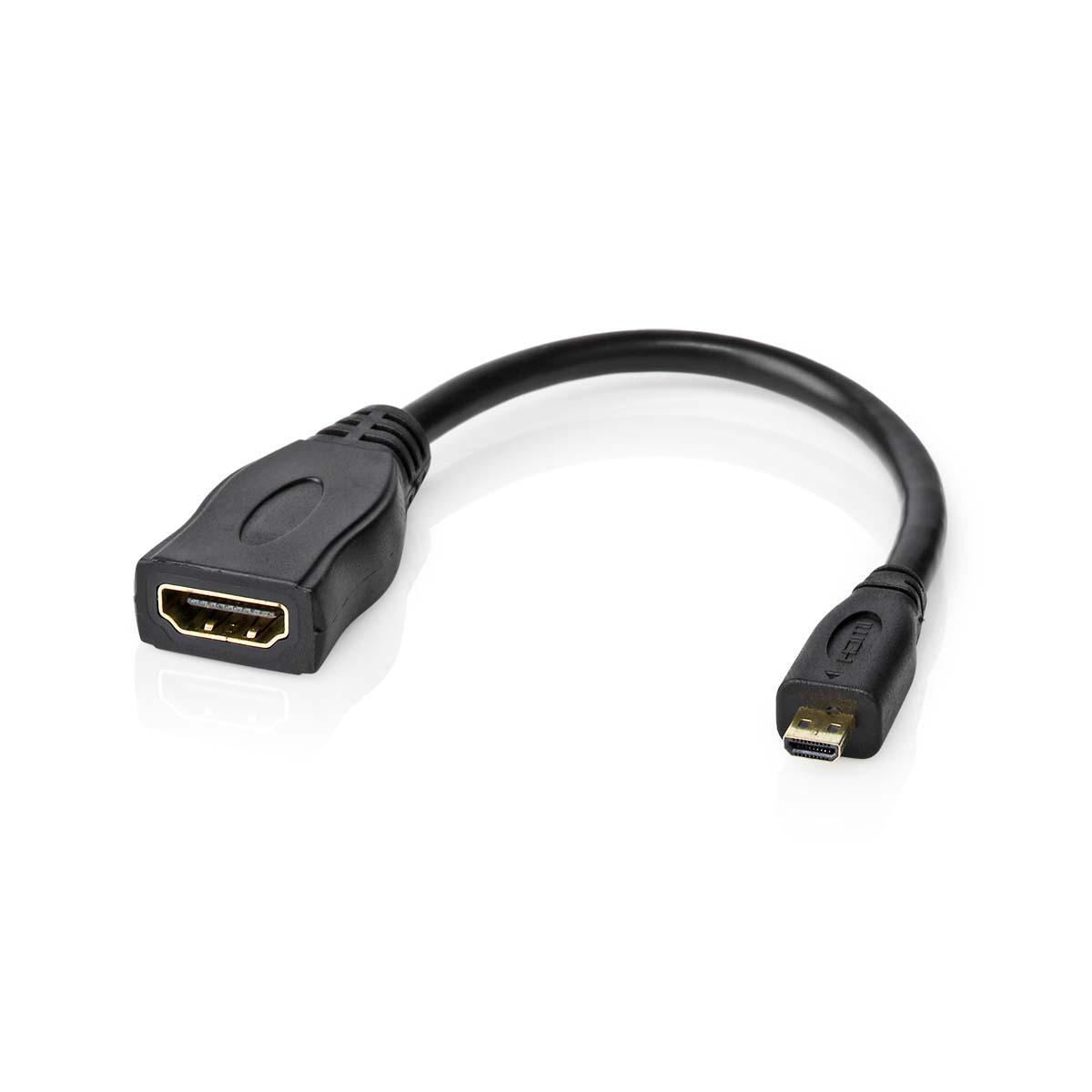 Nedis High Speed HDMI™ Cable with Ethernet | HDMI™ Micro Connector | HDMI™ Output | 4K@30Hz | 10.2 Gbps | 0.20 m | Round | PVC | Black | Envelope