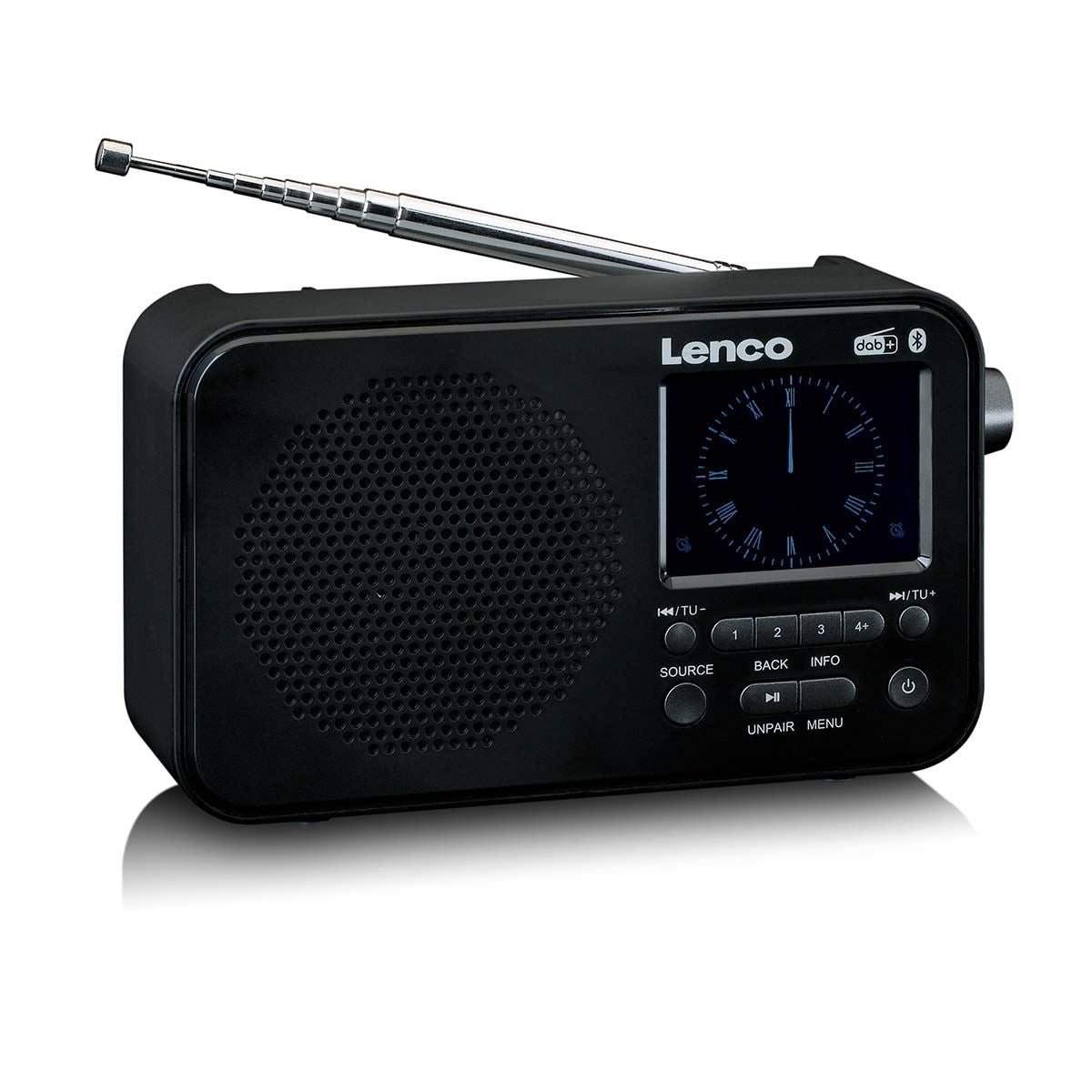 Lenco Portable DAB+ FM Radio with Bluetooth® Speaker | 2.4" TFT LCD Display | Black