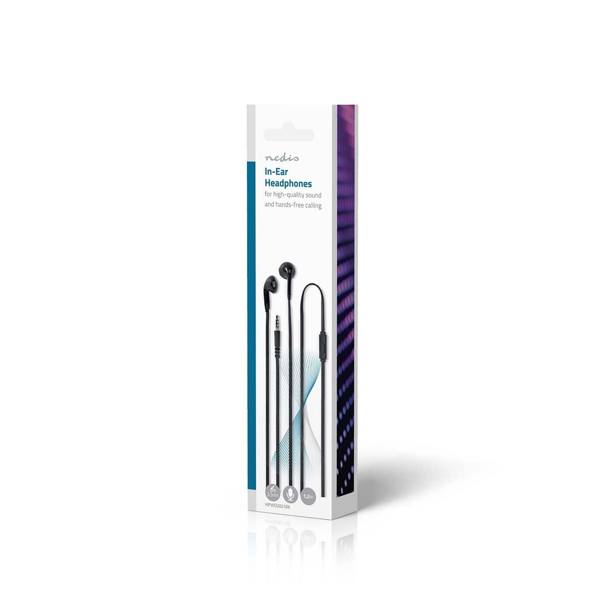 Nedis Wired Earphones Headphones with Microphone, 3.5 mm, Rope Length: 1.20 m, Black