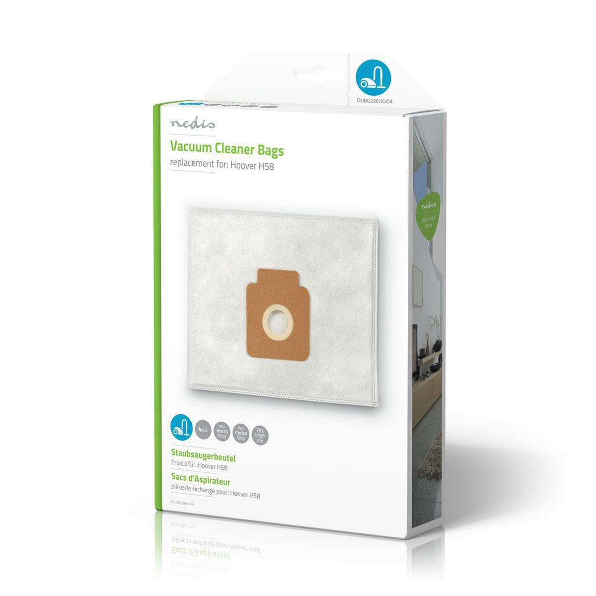 Nedis Vacuum Cleaner Bag | 4 pcs | Synthetic | Most sold for: Hoover H58 | White