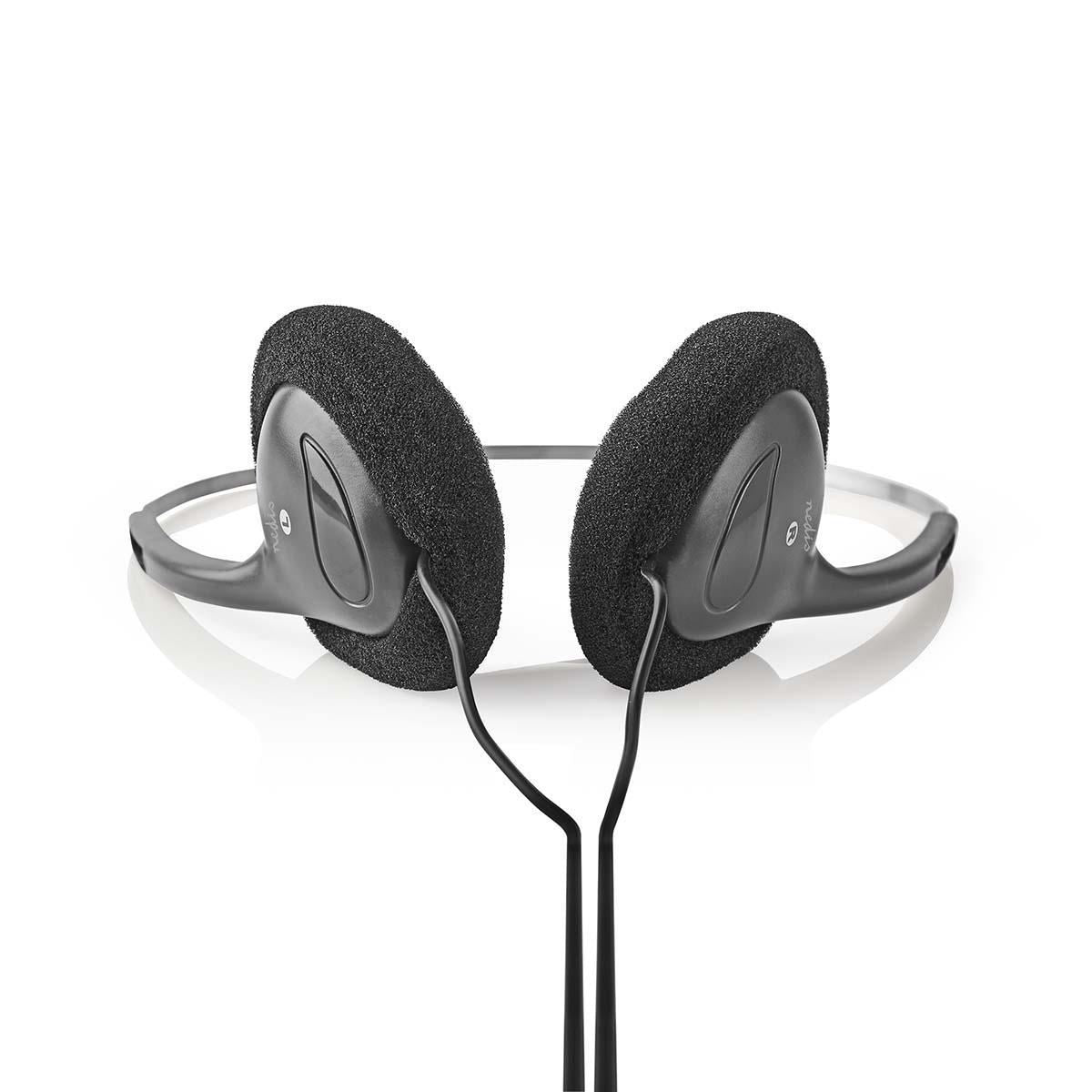 Nedis On-Ear Wired Headphones Ultra Lightweight Slim-Line With 27 mm Super Bass Drivers Soft Cushion Ear Pads 1.2 m Cable Length Black