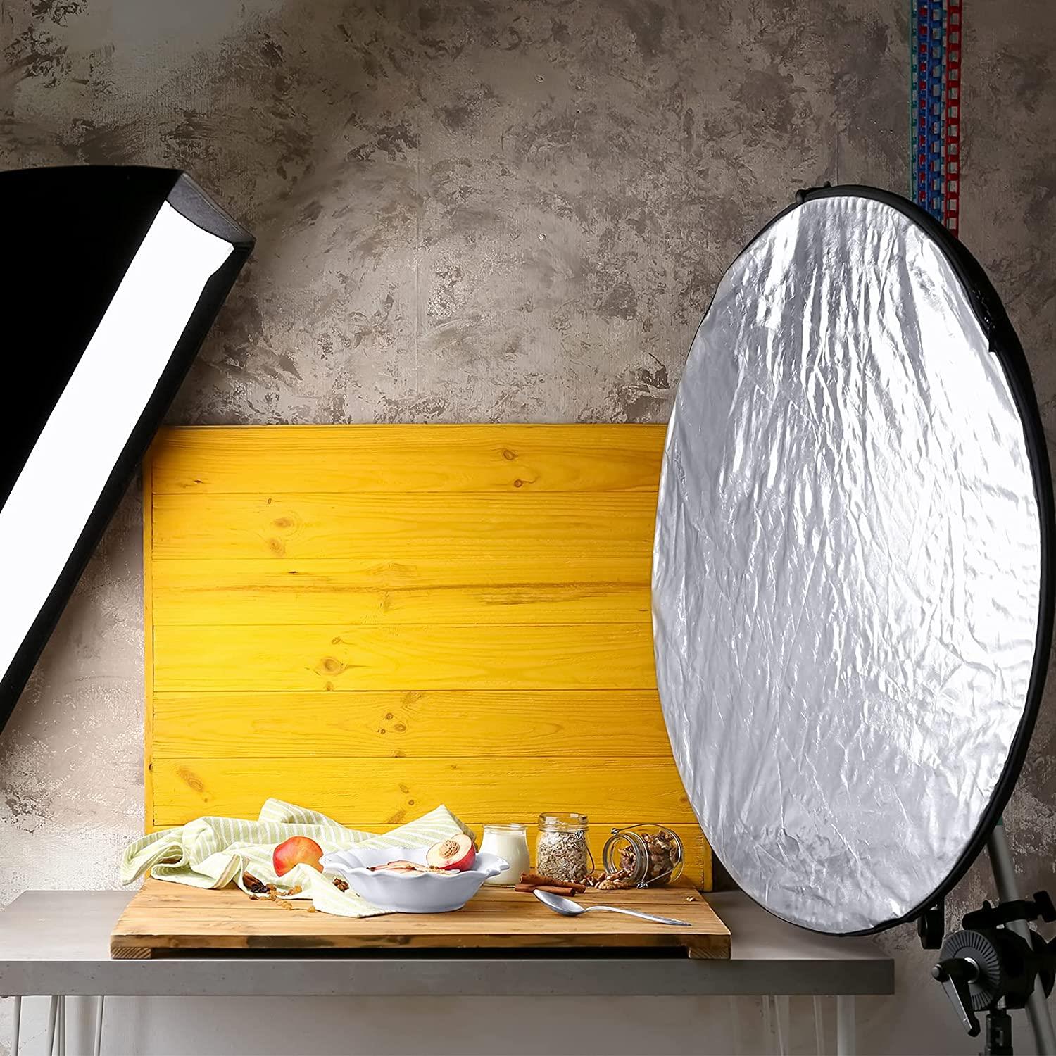 Ex-Pro 7 -in- 1 Photographic Light Reflector - 23" (58cm) Silver, Gold, Silver/Gold, White, Green, Blue & Translucent, Collapsible.