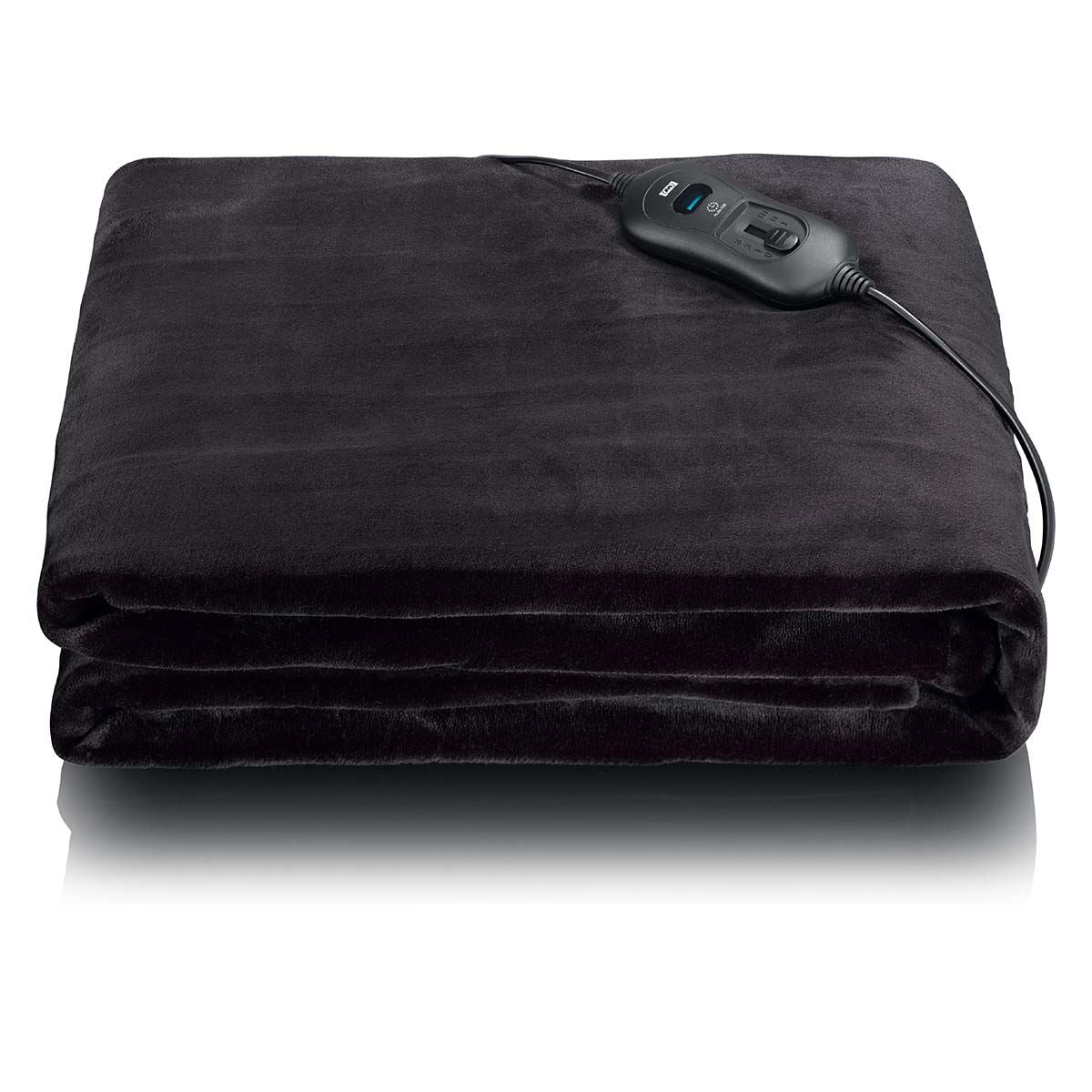 MELISSA Heated Blanket, Over-blanket 180 x 130cm, 1 Person, Black, 3 Levels, Auto-Off, Machine Washable, Fleece Soft and Full Body Warming, Sofa Bed Office Use, Warm blanket, Electric throw