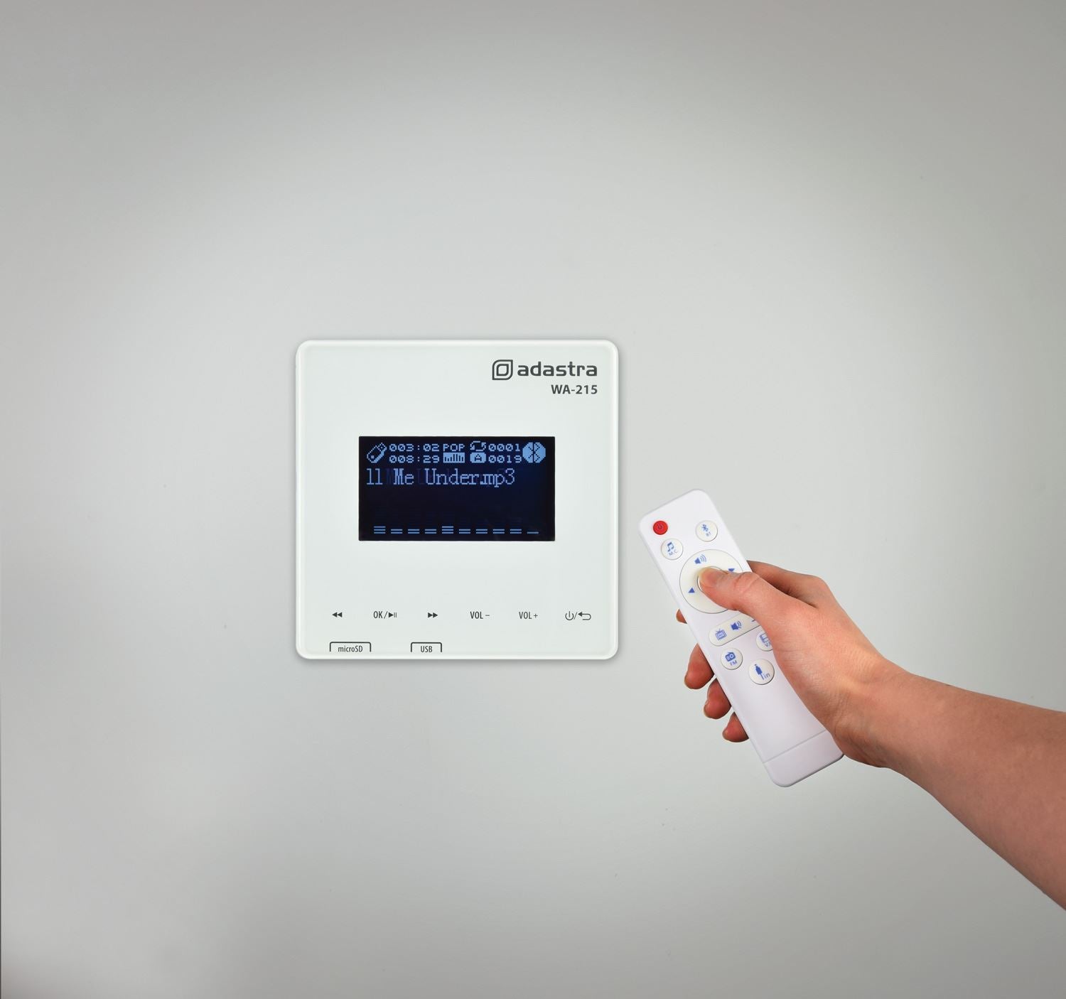 Adastra WA-215 In Wall Amplifier with USB/microSD player, FM + Bluetooth