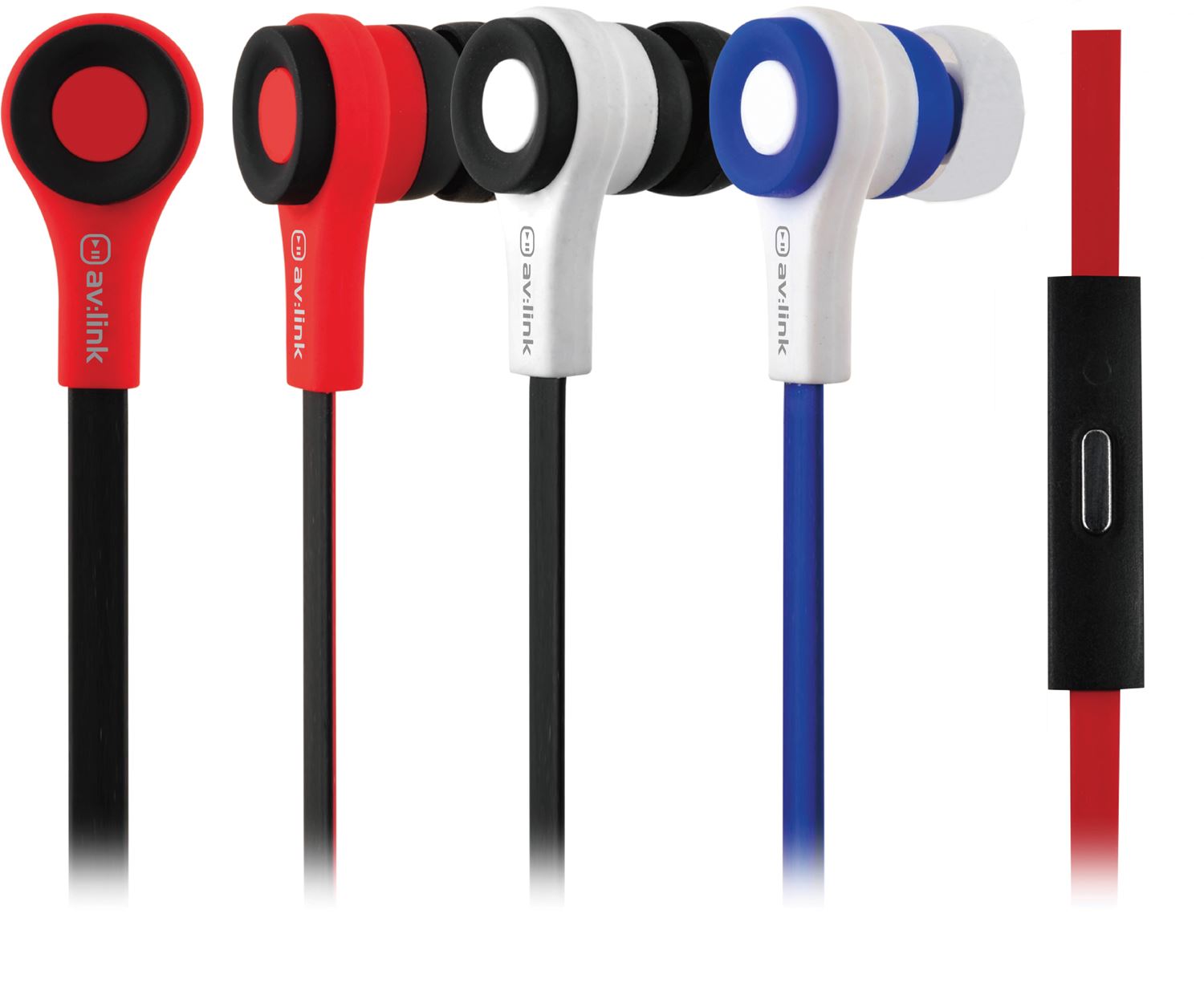 Av:link Rubberised Stereo Earphones With Hands Free Mic (Red & Black)