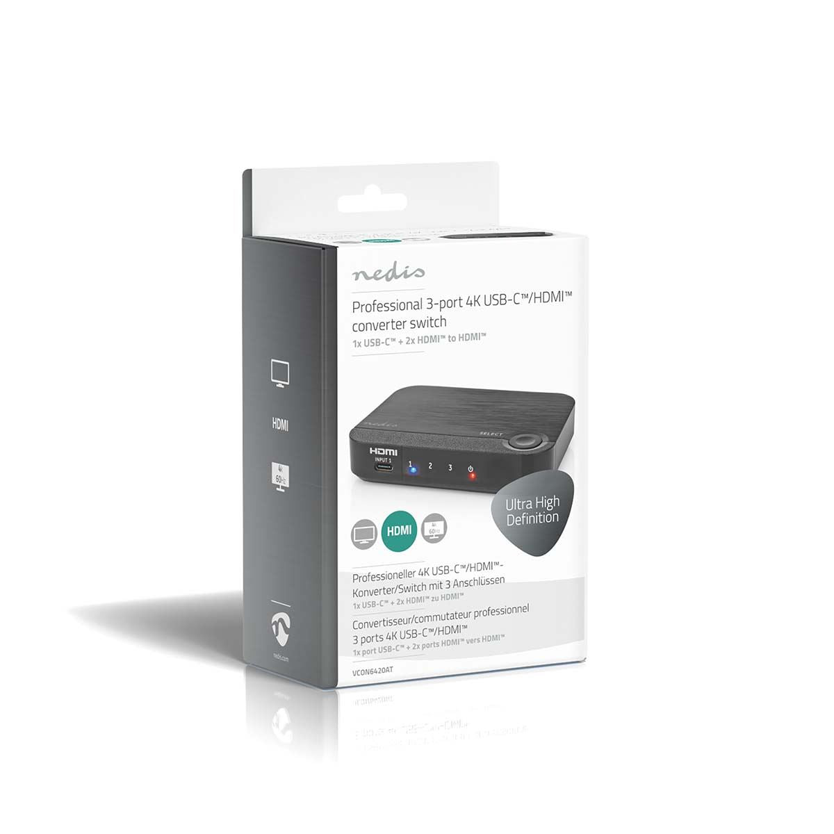 Nedis HDMI™ Converter | 1x USB-C™ / 2x HDMI™ Input | 1x HDMI™ Output | 1-way | 4K@60Hz | 18 Gbps | ABS | Anthracite