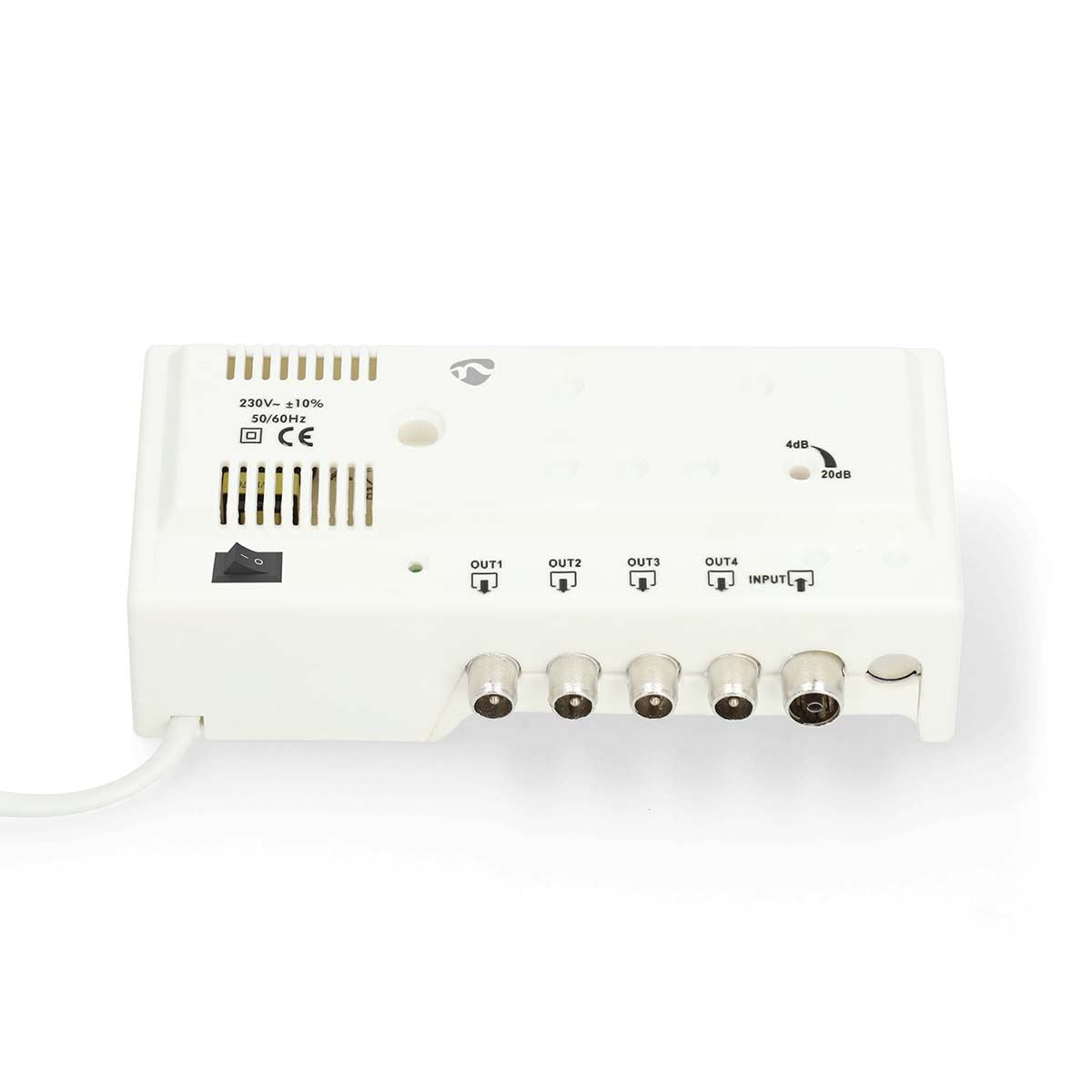 Nedis CATV Amplifier | Gain: 20 dB | 47 - 694 MHz | Number of outputs: 4 | Gain control | White