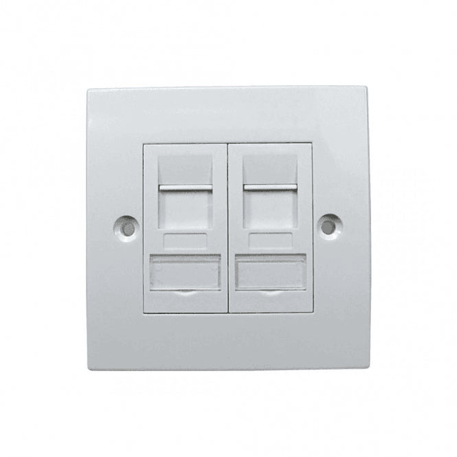 Ex-Pro 2 Port Cat6a RJ45 Shielded Face Plate Wall Socket Single Gang - Tool-less
