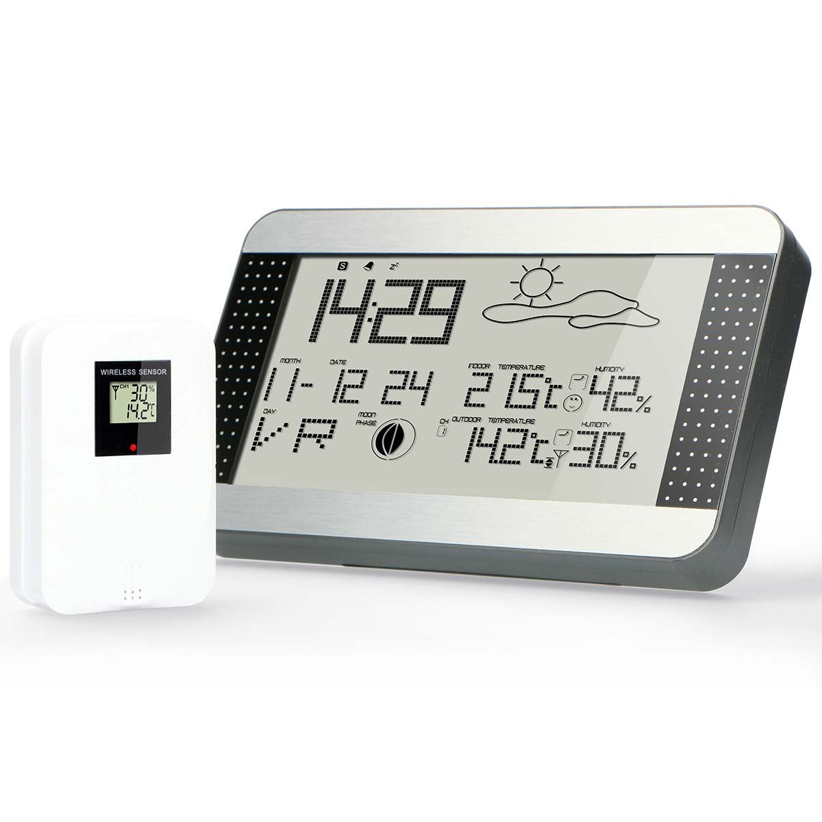 Alecto WS-1700 Indoor/Outdoor Wireless Weather Station, Temperature, Humidity, Forecast, Hygrometer - White
