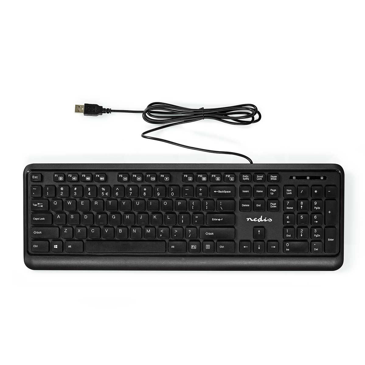 Nedis UISB Wired Keyboard | USB-A | Multimedia | QWERTY | Numeric keypad