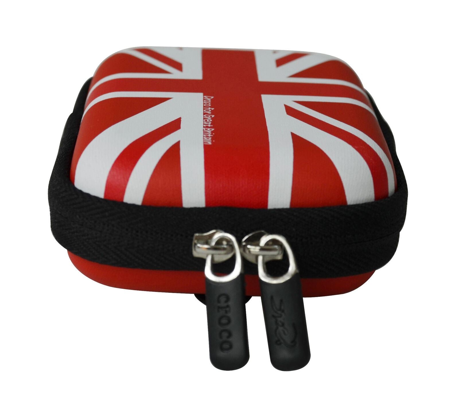 Croco Union Jack Flag Tough Case Shock/Water Proof for a Digital Cameras [Small] - Red