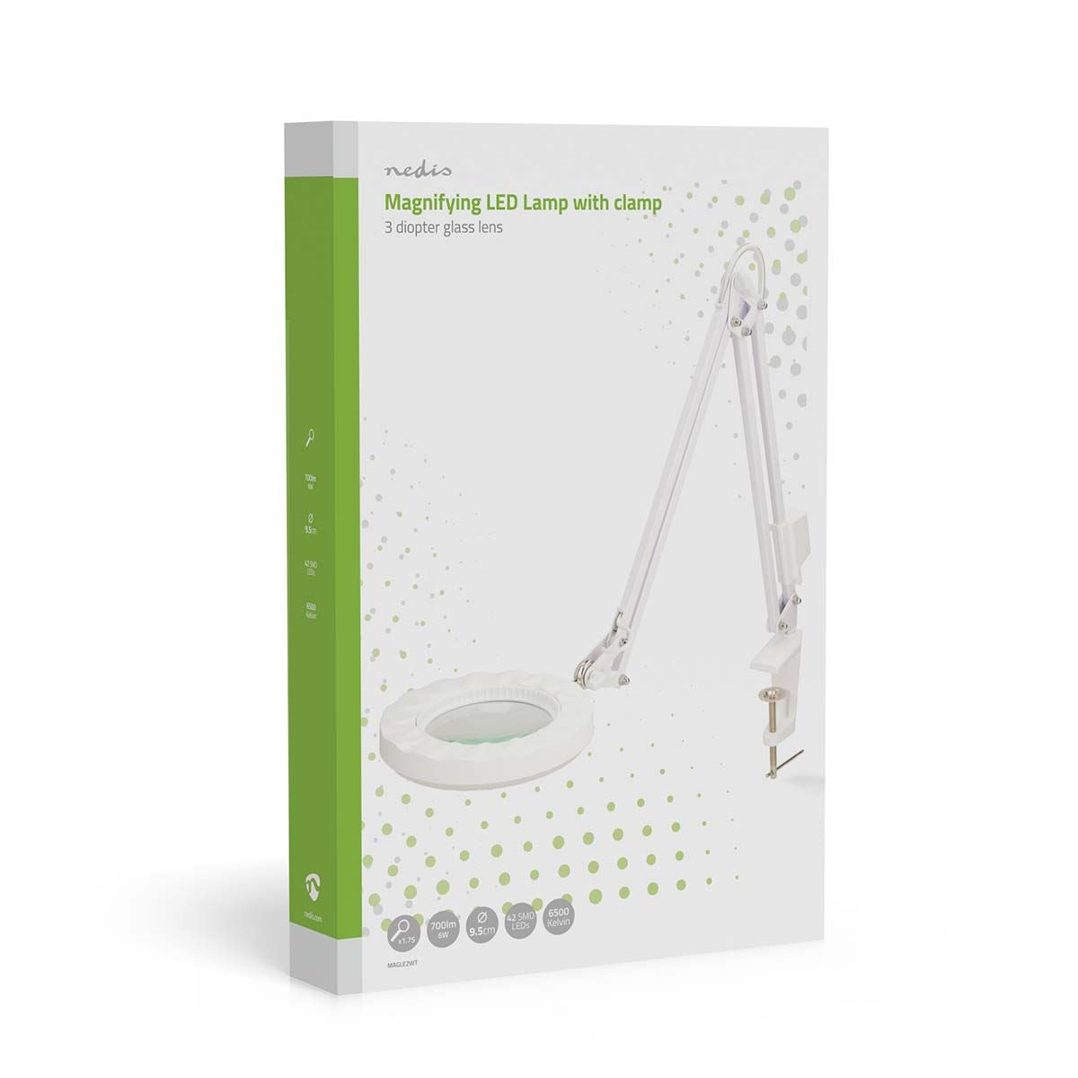 Nedis Magnifying Table Lamp Close Work, Crafts & More | LED | Lens strength: 3 Diopter | 6500 K | 6 W | 700 lm | White