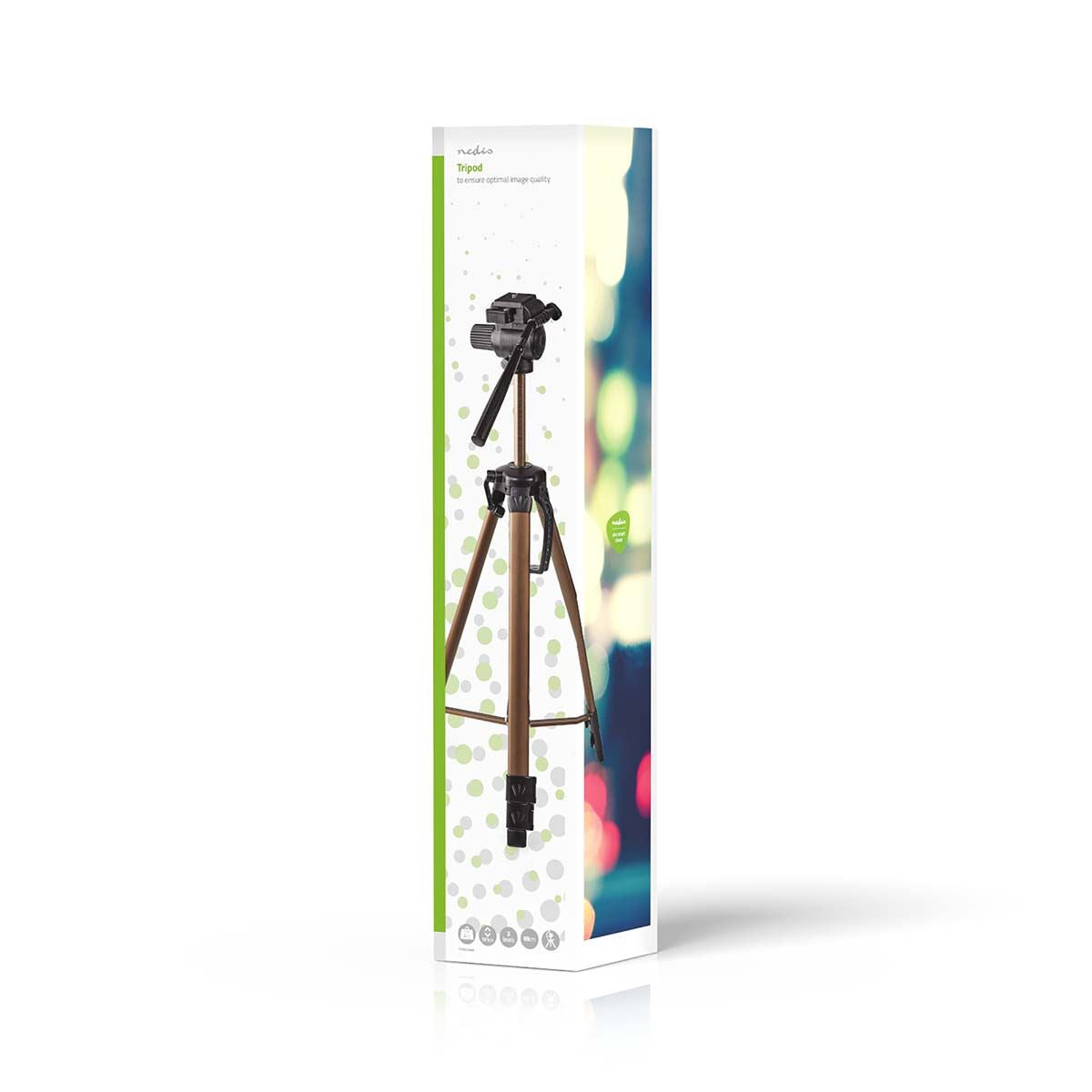 Nedis Tripod | Maximum load capacity: 4.0 kg | Minimum working height: 64.0 cm | Maximum working height: 161.0 cm | 2 Segments | Pan & Tilt | Travel bag included | ABS / Aluminium | Black / Bronze
