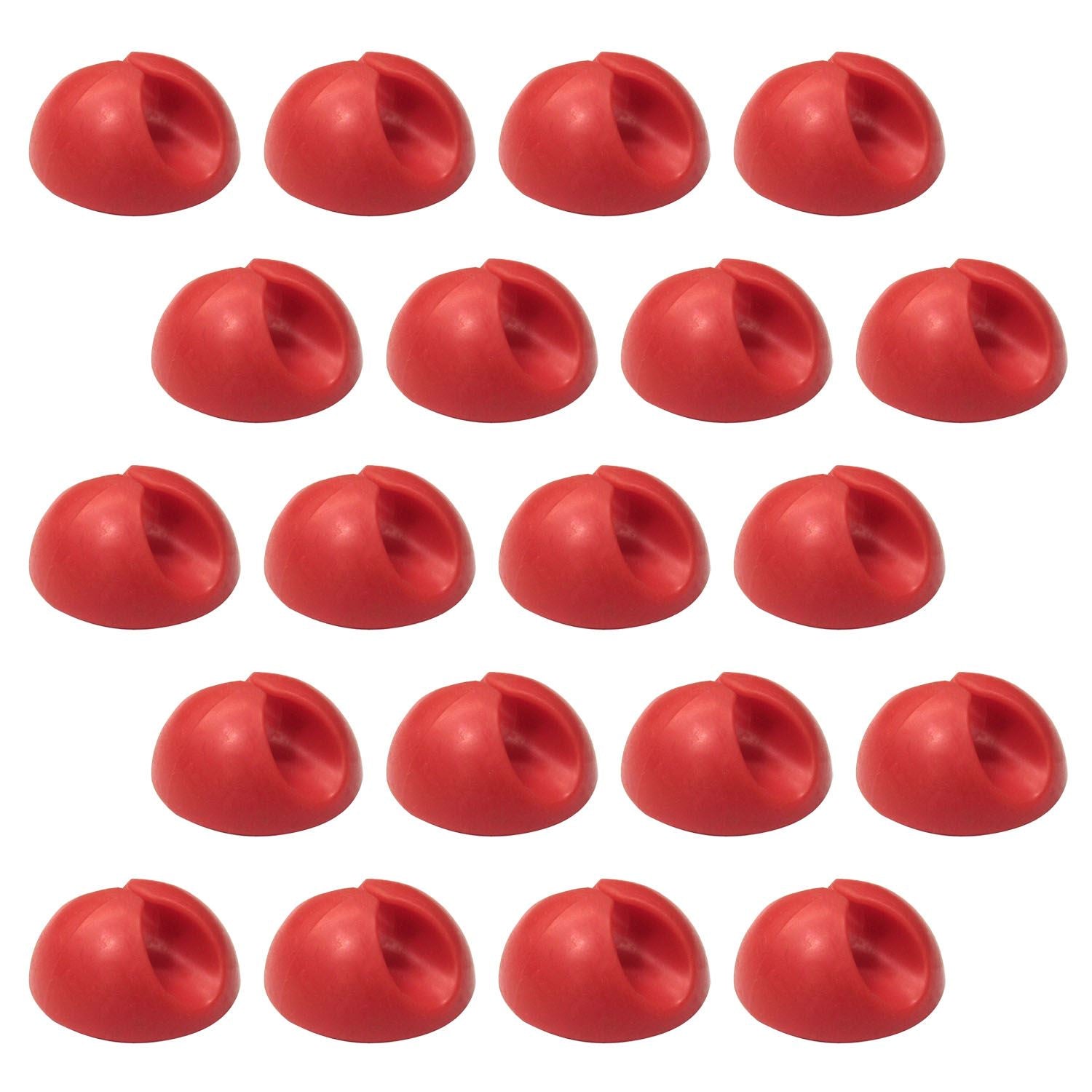 Ex-Pro 20 Pack Single Cable Desk Tidy Clips, Self Adhesive Cord Holder Clips for USB Power Wire PC Office Home, Red