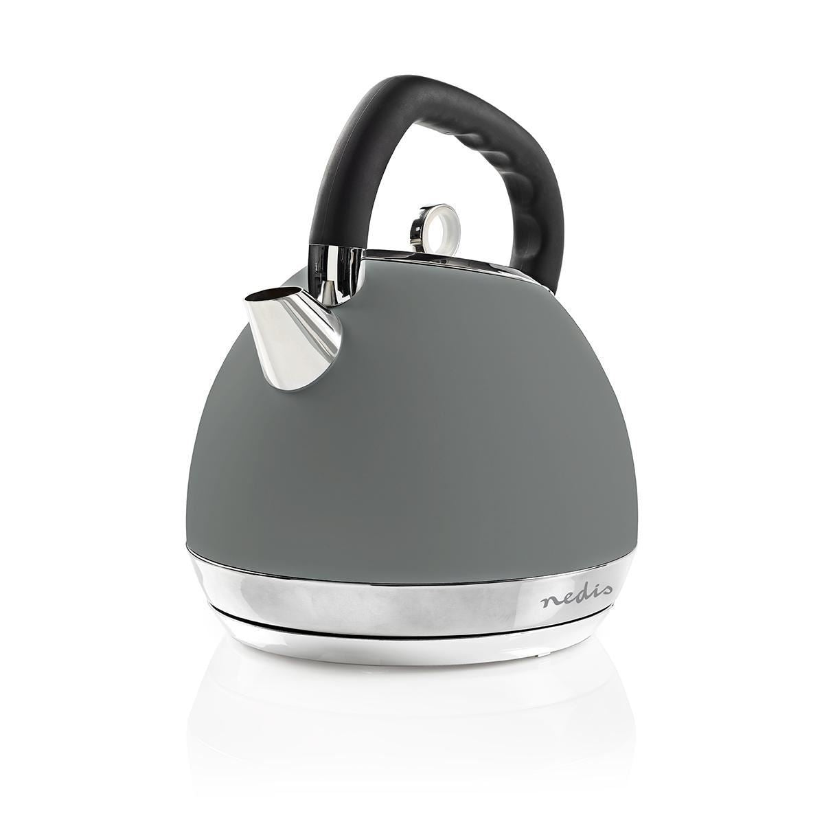 Nedis Electric Kettle | 1.8 l | Soft-Touch | Grey | Rotatable 360 degrees | Concealed heating element | Strix® controller | Boil-dry protection
