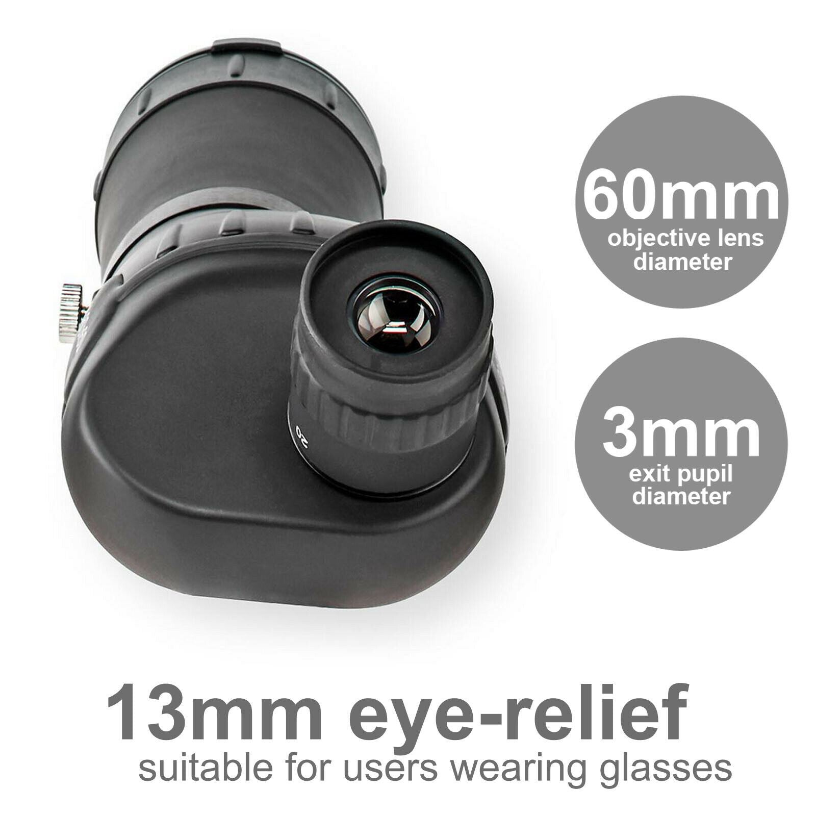 Nedis Spotting Scope | Magnification range: 20-60 | Objective lens diameter: 60 mm | Field of view: 38 m | Dioptric correction | Travel bag included | Black