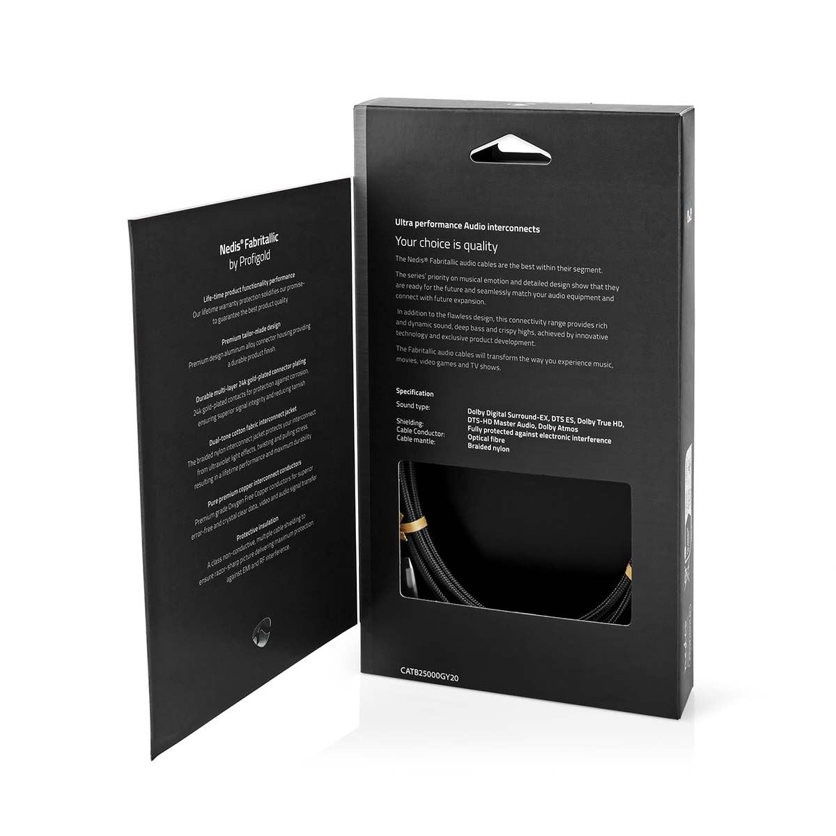 Nedis Optical Audio Cable | TosLink Male | TosLink Male | 2.00 m | Round | Cotton | Gun Metal Grey | Cover Window Box