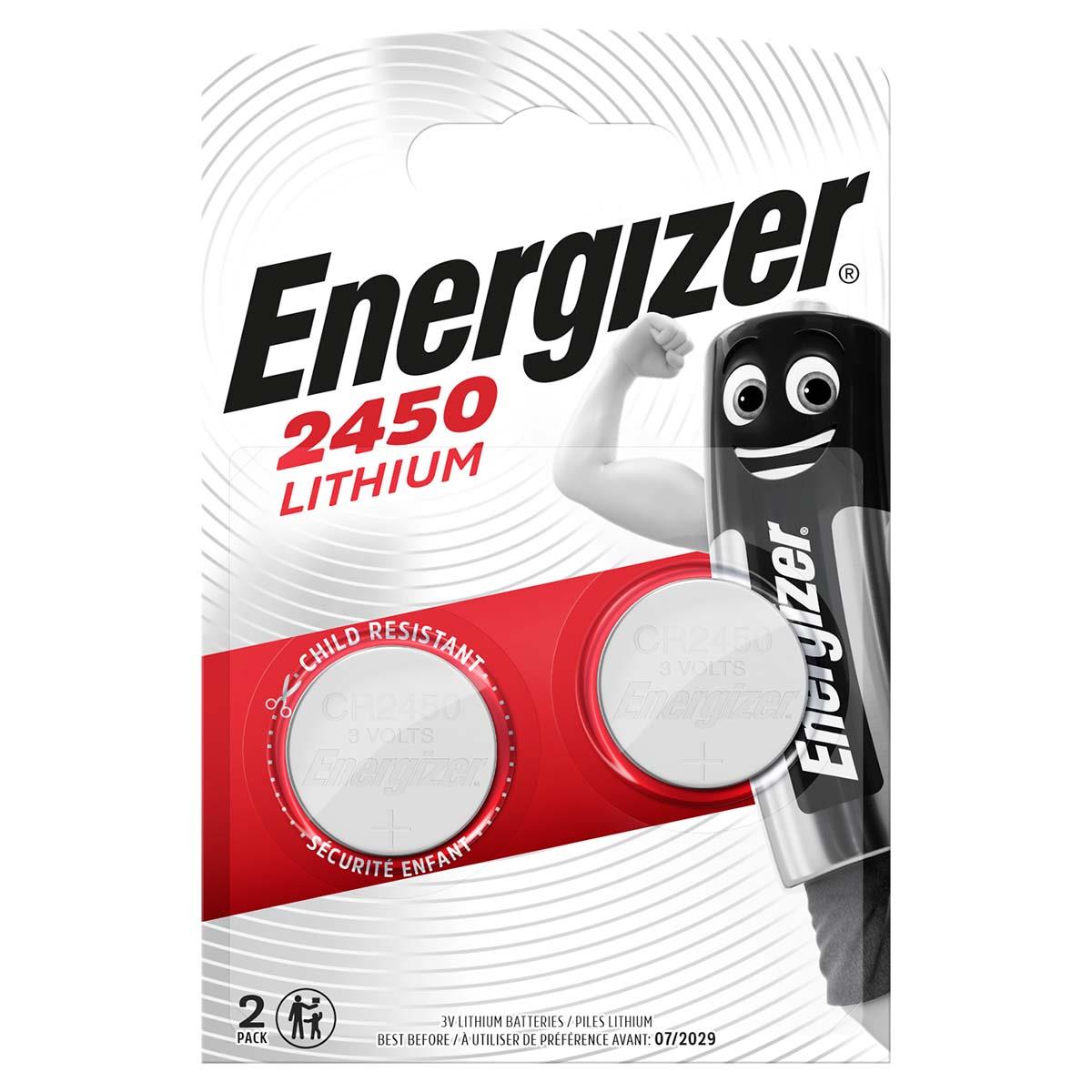 Energizer CR2450 Lithium Button Cell Battery | 3 V DC | 620 mAh | 2-Blister