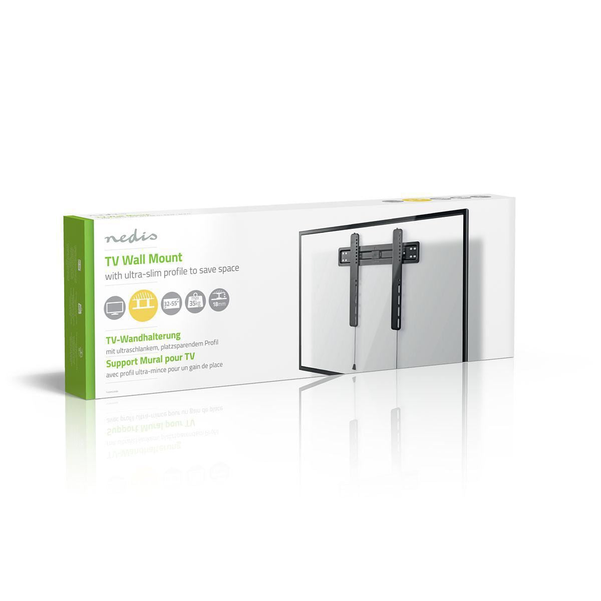 Nedis Fixed TV Wall Mount | 32 - 55 " | Maximum supported screen weight: 35 kg | Minimum wall distance: 18 mm | Steel | Black