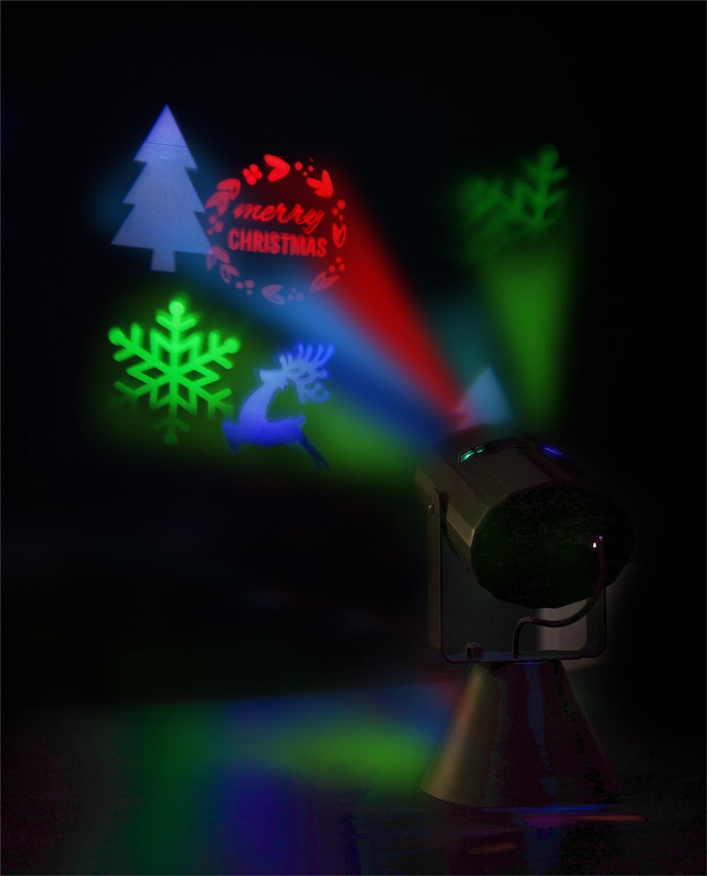 Christmas LED Projector Light with 4 Festive Slides Battery Operated