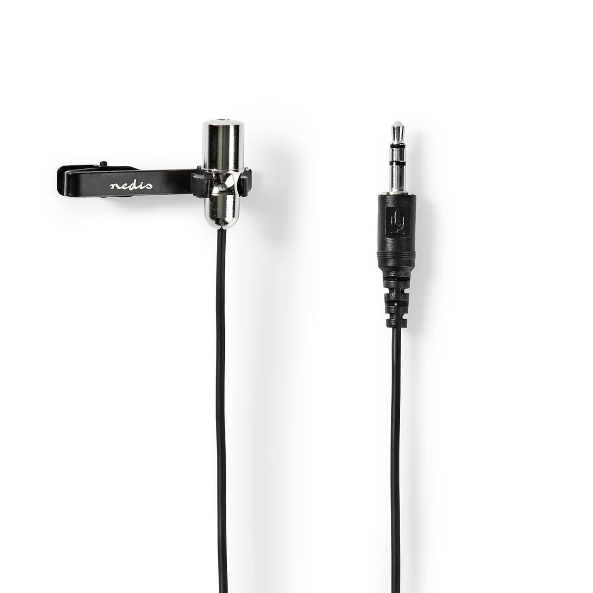 Nedis 3.5mm Lavalier Microphone, Wired Omnidirectional Clip On Lapel Mic with Audio Splitter and Travel Pouch, for Video Call Podcast Ga...