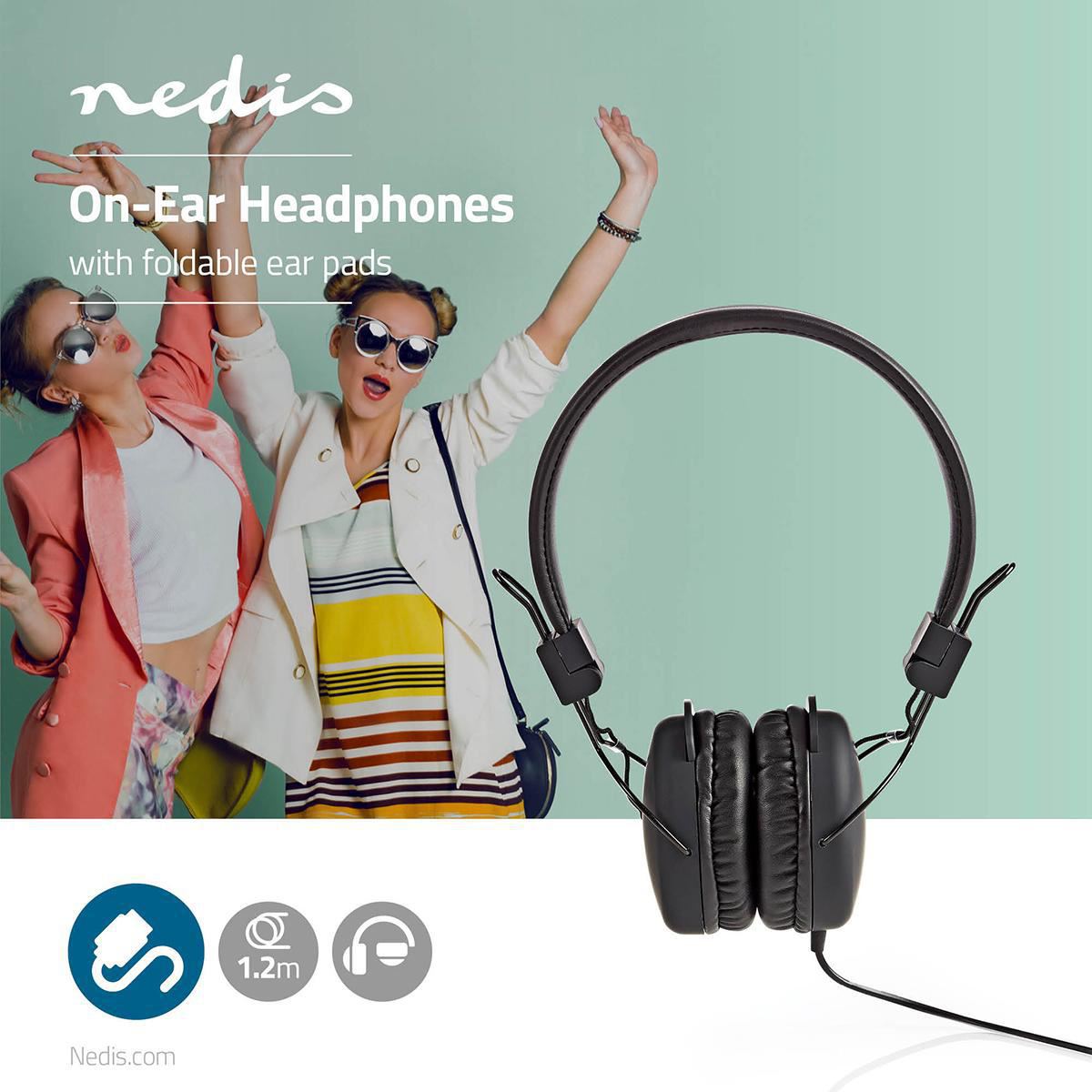 Nedis On-Ear 3.5mm Wired Headphones | Cable length: 1.20 m | Black