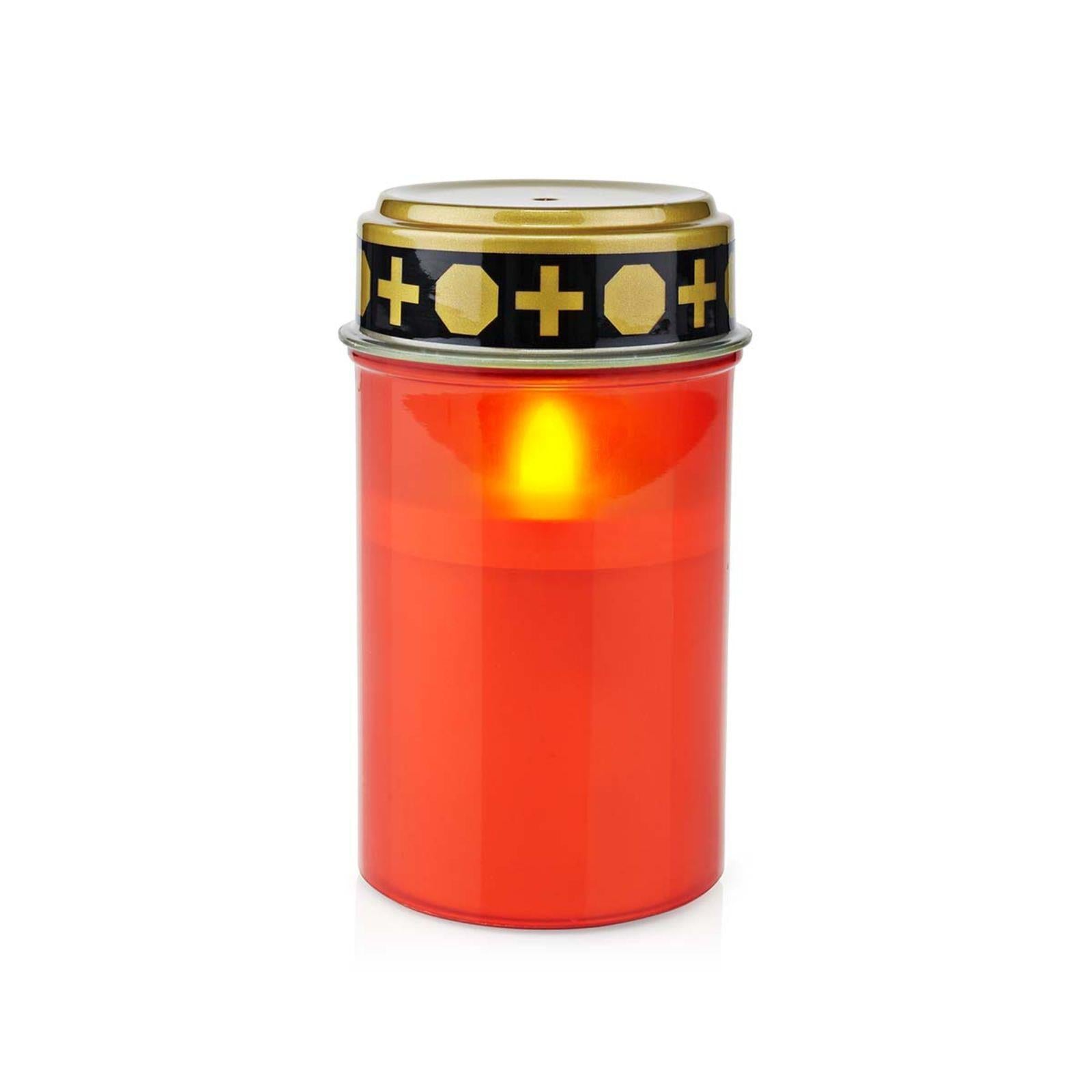 Nedis LED Grave Candle Light with Realistic Flickering Flame Effect, Battery Powered, Water Resistant, 6 Hours On / 18 Hours Off Timer - Red