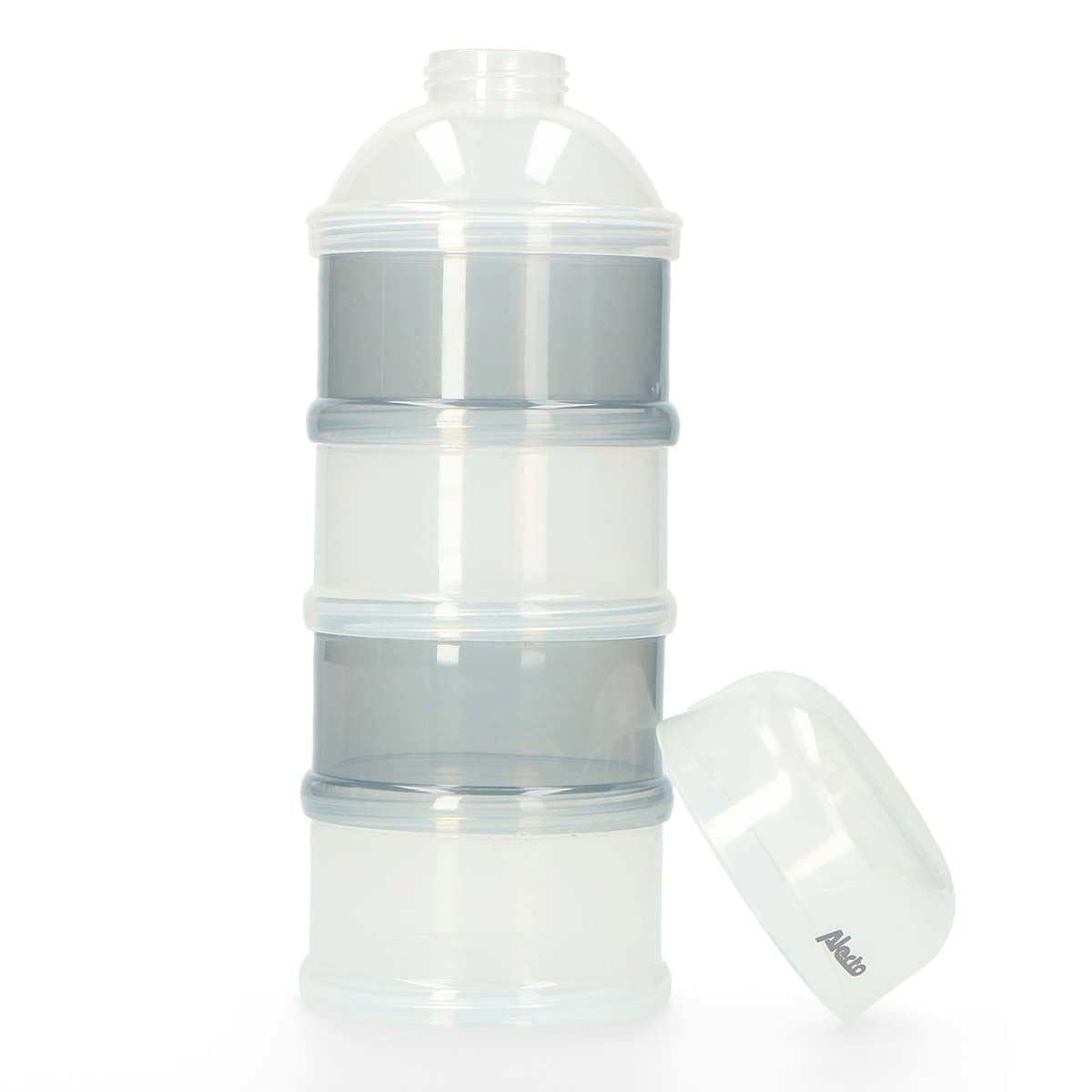 Alecto Baby Milk Powder BPA Free Dispenser, Portable 4 Layers 100ml per Layer Transparent compartments, Kids Baby Storage Container Stackable Pots