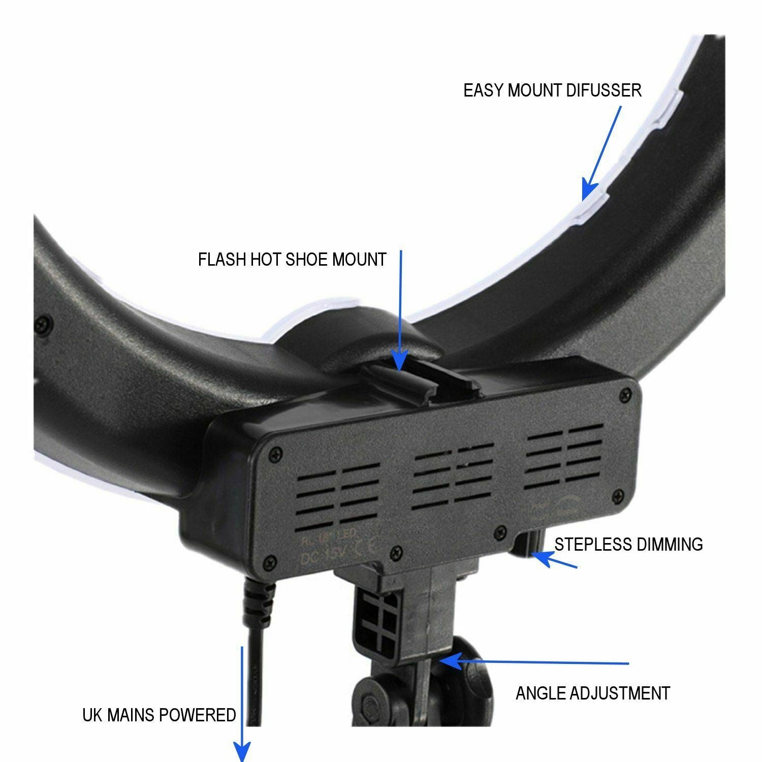 Ex-Pro Ring Light Photography 5500K 90+ CRI 36W (200w EQ) SMD LED 12" [Social Media Package - Dressing Table Stand Version]