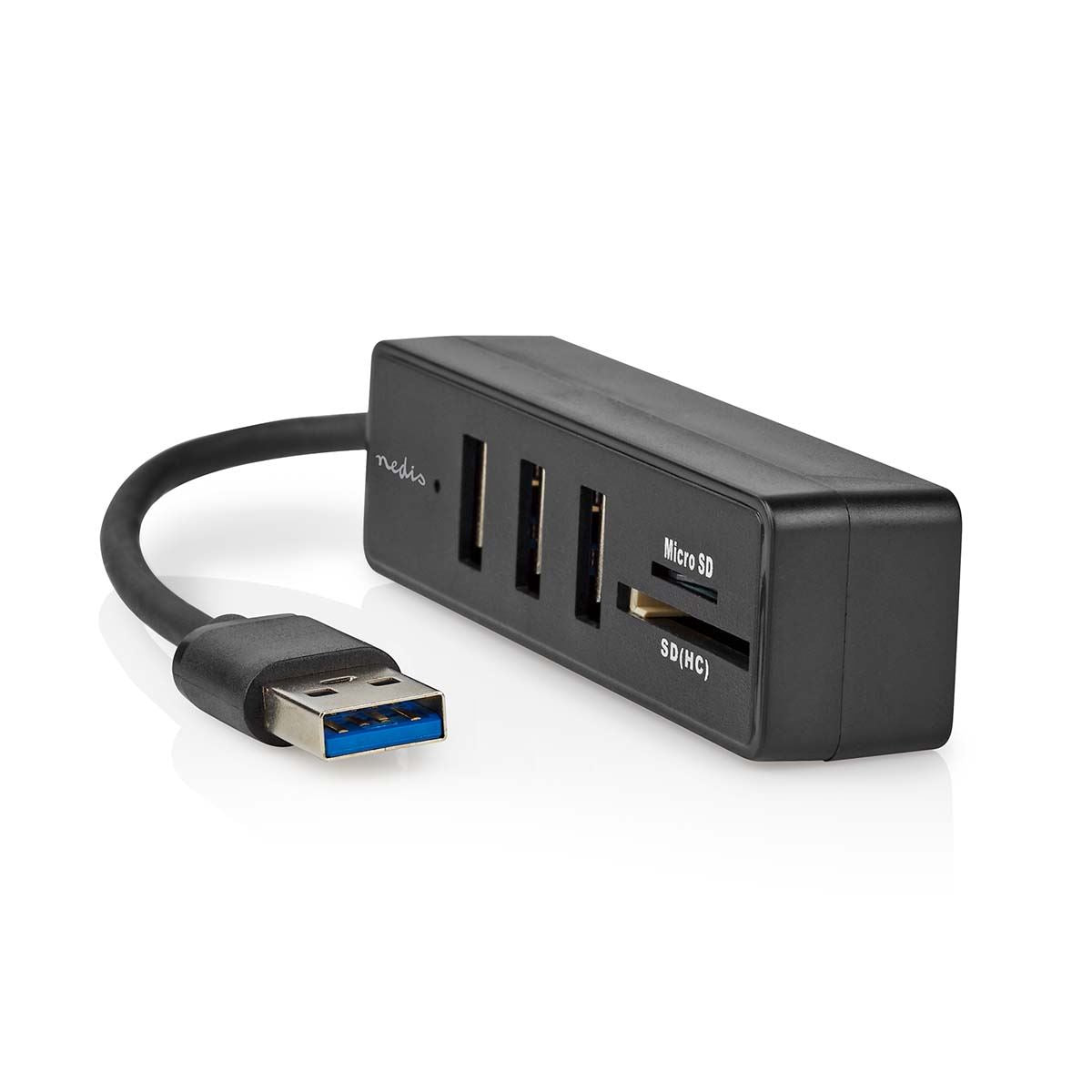 Nedis USB Hub | USB-A Male | 3x USB A Female | 5 port(s) | USB 3.2 Gen 1 | USB Powered | 5 Gbps | SD & MicroSD
