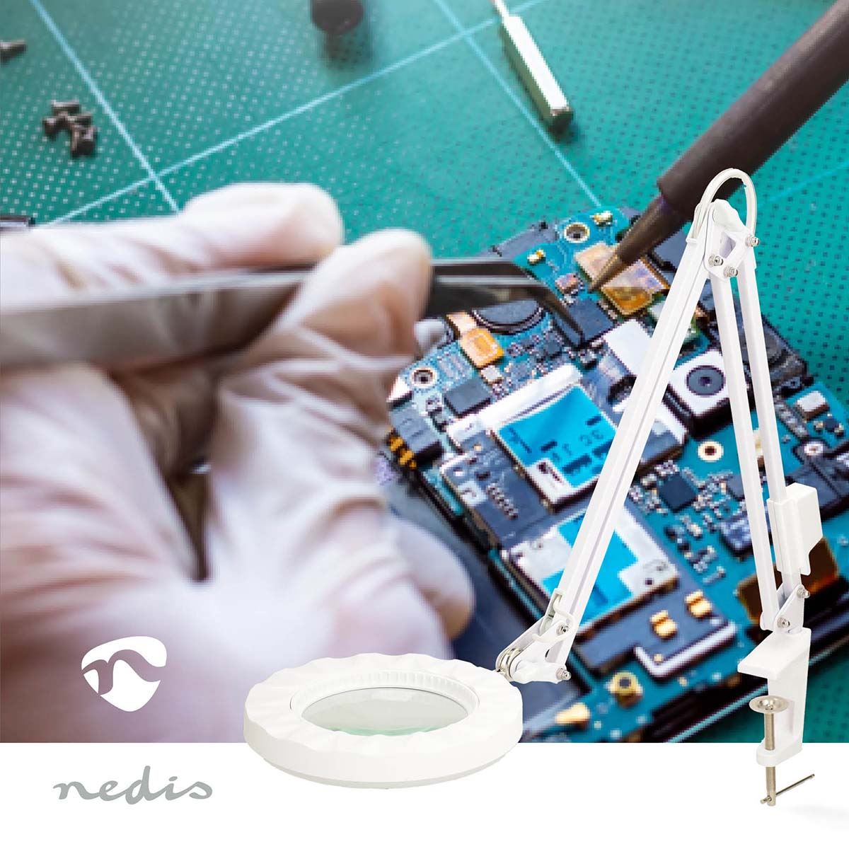 Nedis Magnifying Table Lamp Close Work, Crafts & More | LED | Lens strength: 3 Diopter | 6500 K | 6 W | 700 lm | White