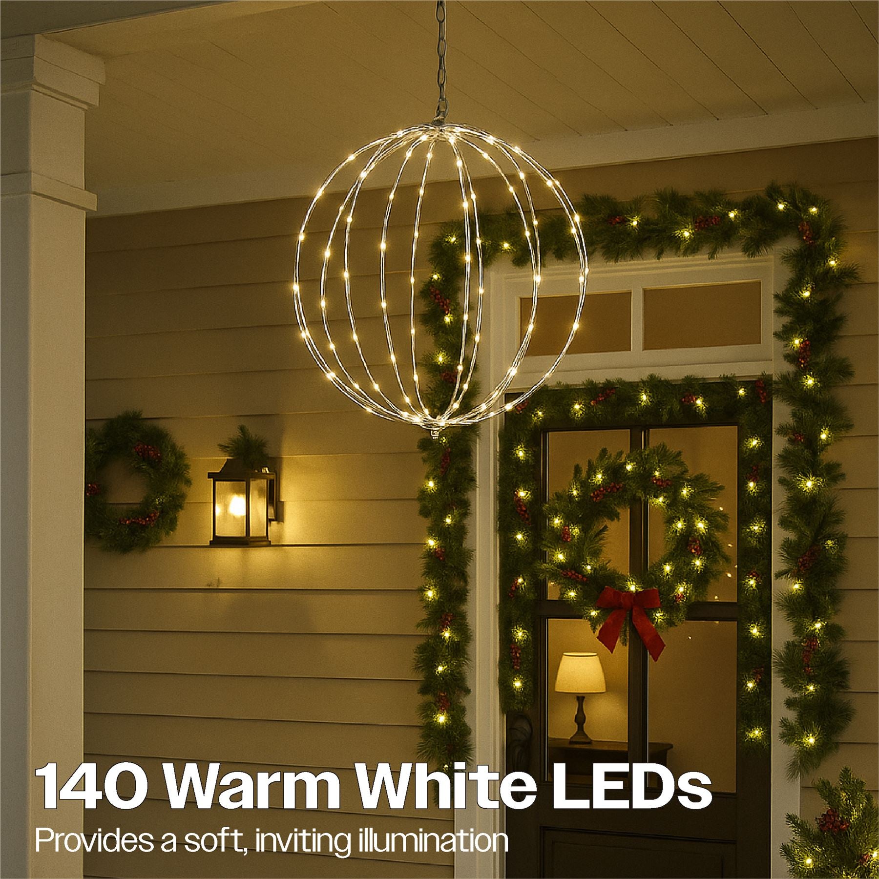 Outdoor 140 LED Copper Gold Hanging Sphere Light with Timer Power Supply and 10m Lead